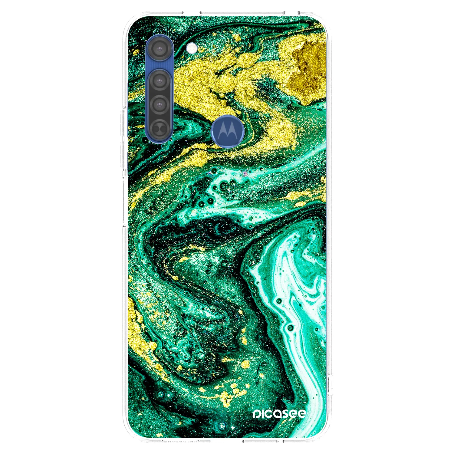 Picasee silikonski prozorni ovitek za Motorola Moto G8 - Green Gold