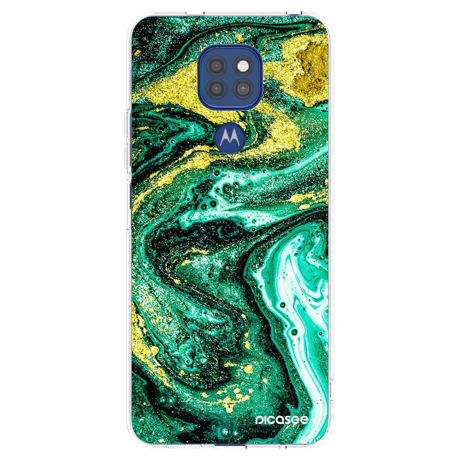 Picasee silikonski prozorni ovitek za Motorola Moto G9 Play - Green Gold