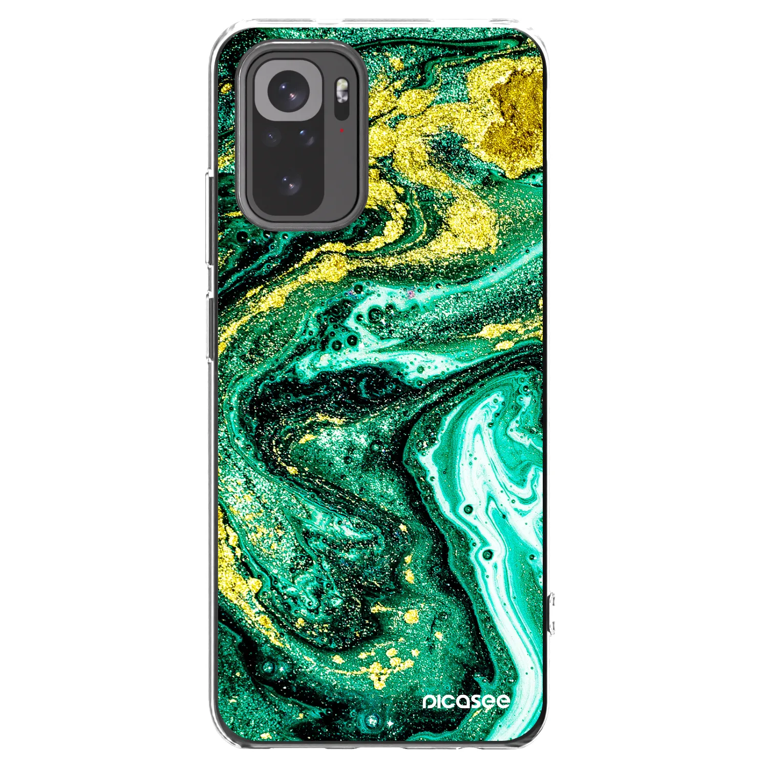 Picasee silikonski prozorni ovitek za Xiaomi Redmi Note 10 - Green Gold