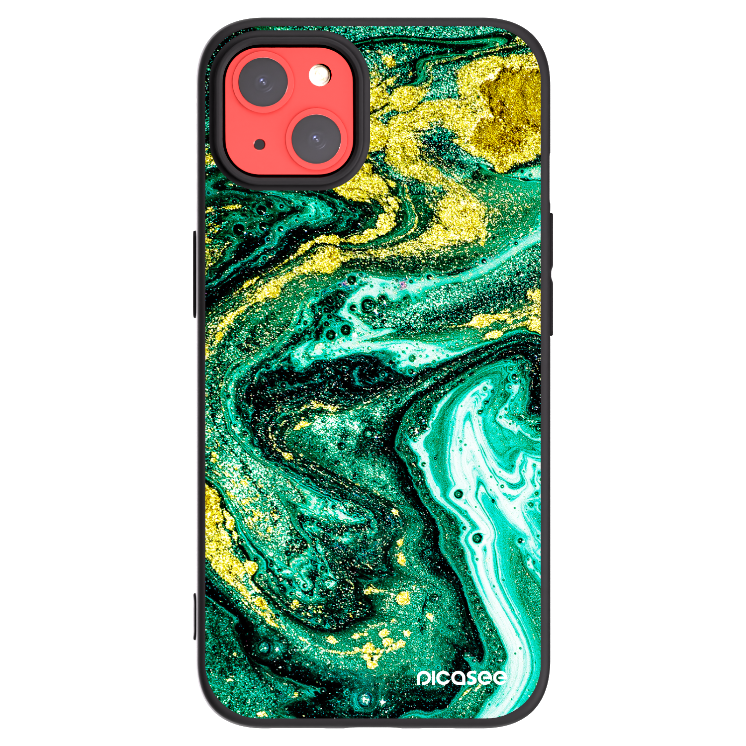 Picasee silikonski črni ovitek za Apple iPhone 13 - Green Gold