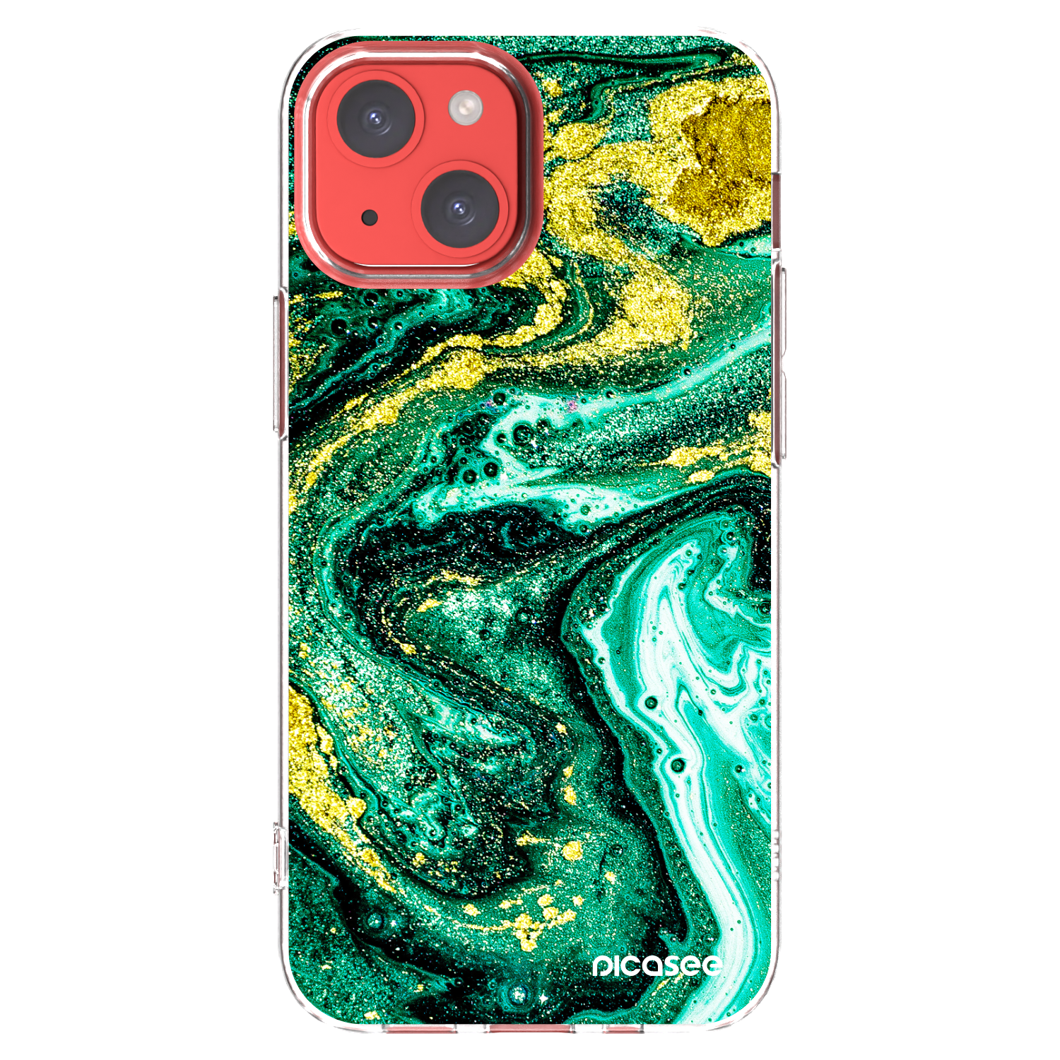 Picasee silikonski prozorni ovitek za Apple iPhone 13 mini - Green Gold