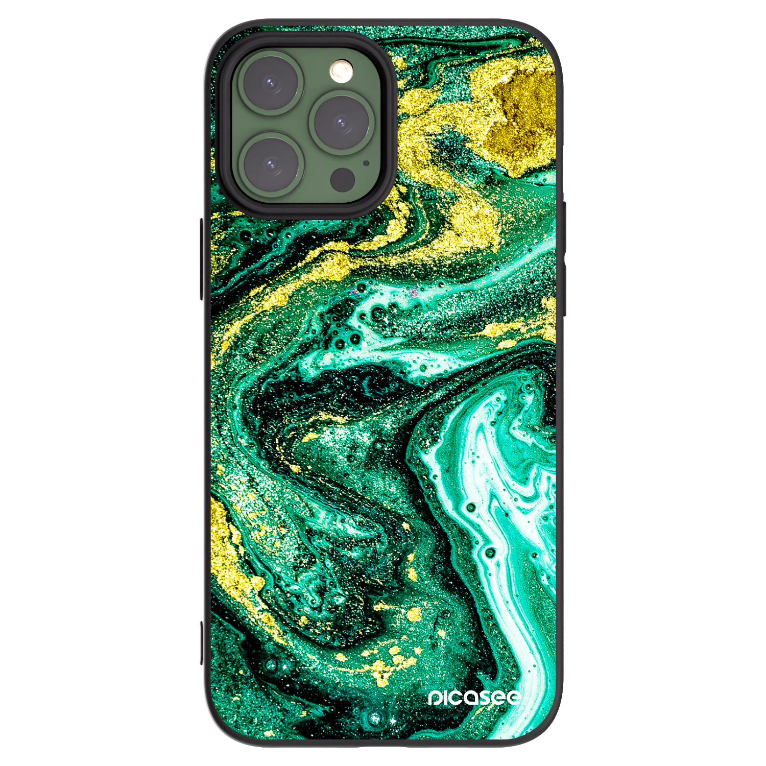 Picasee silikonski črni ovitek za Apple iPhone 13 Pro Max - Green Gold