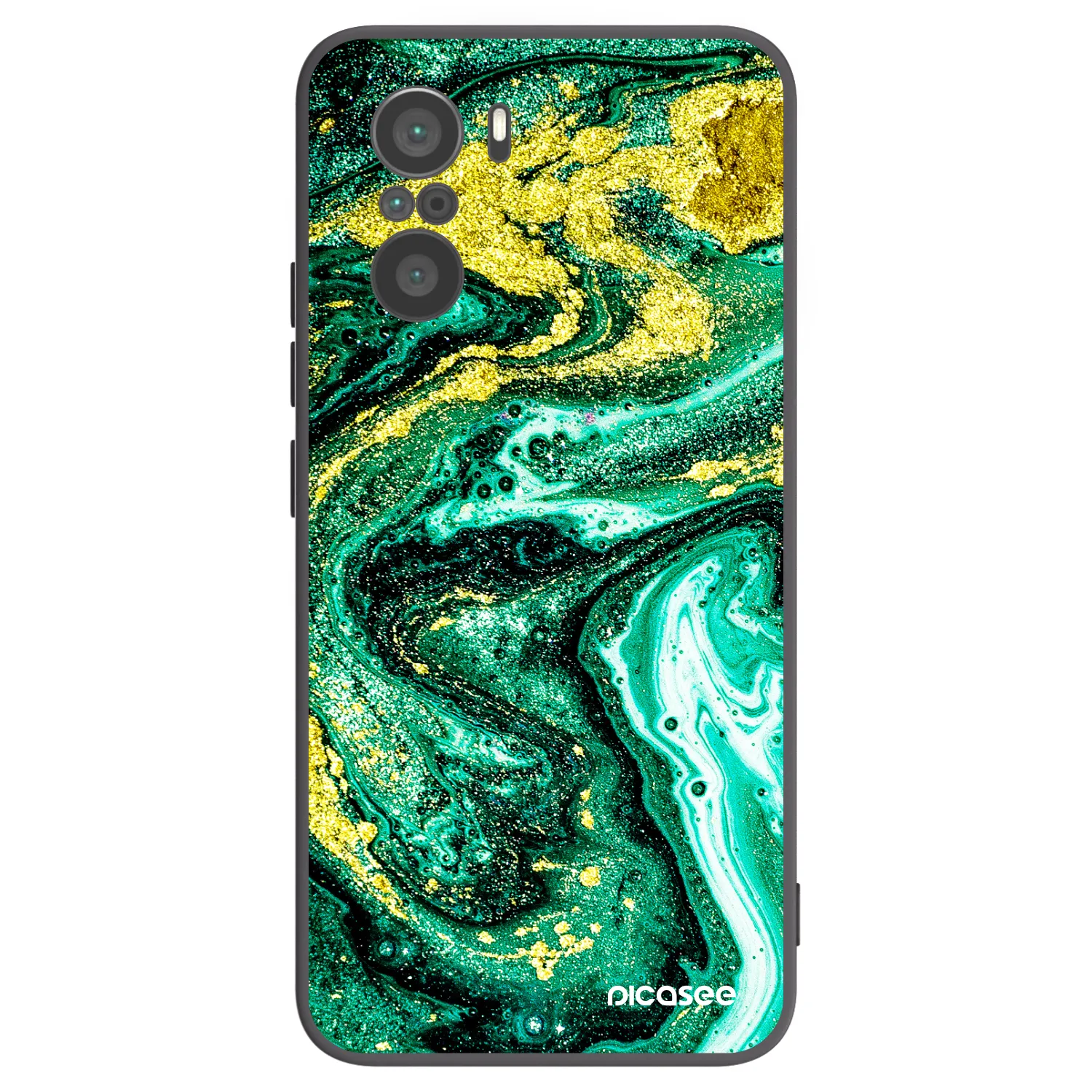 Picasee silikonski črni ovitek za Xiaomi Poco F3 - Green Gold