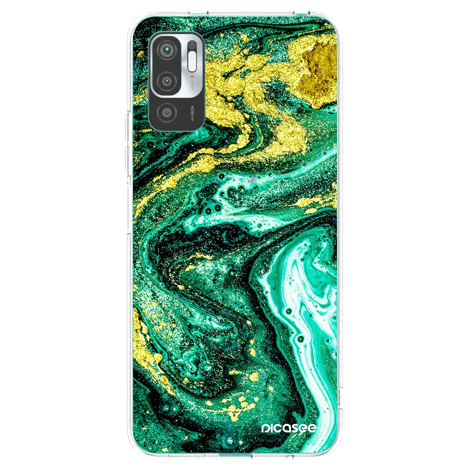 Picasee silikonski prozorni ovitek za Xiaomi Redmi Note 10 5G - Green Gold