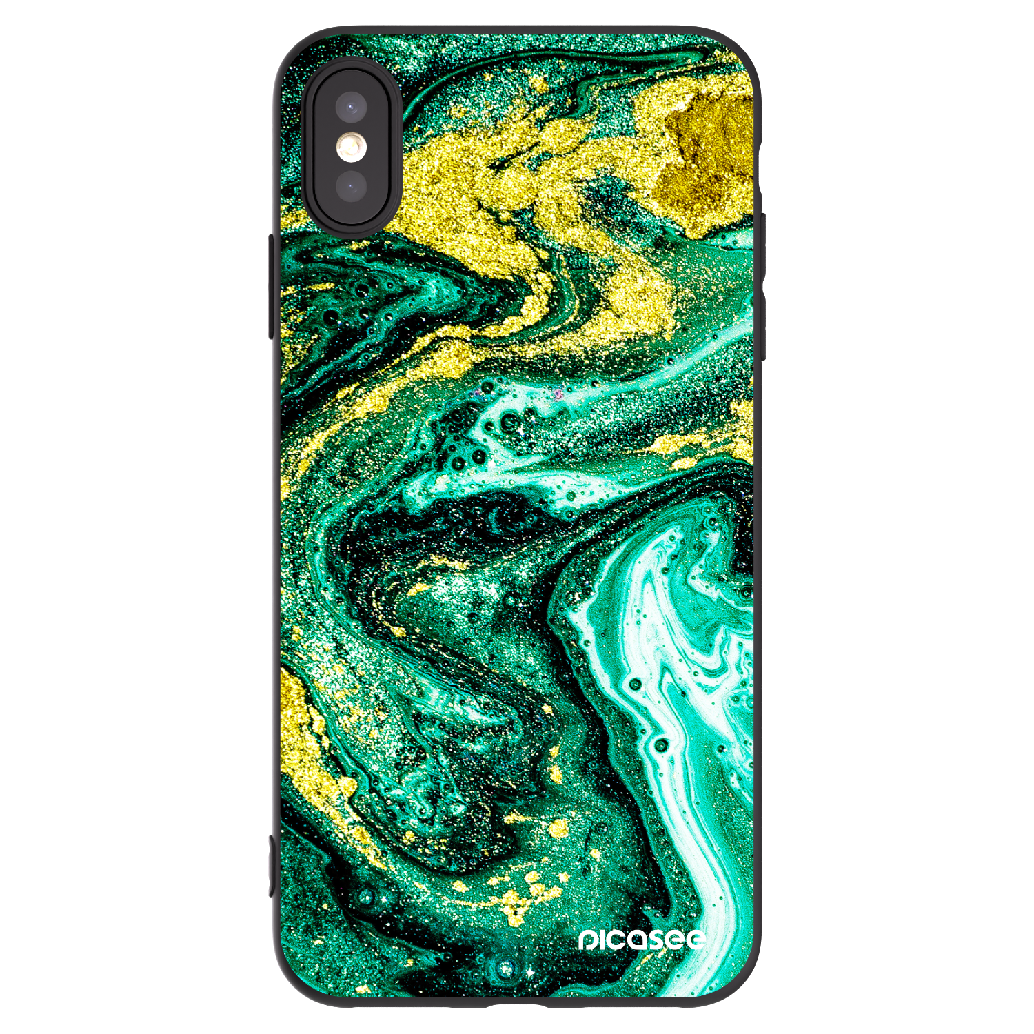 Picasee silikonski črni ovitek za Apple iPhone XS Max - Green Gold