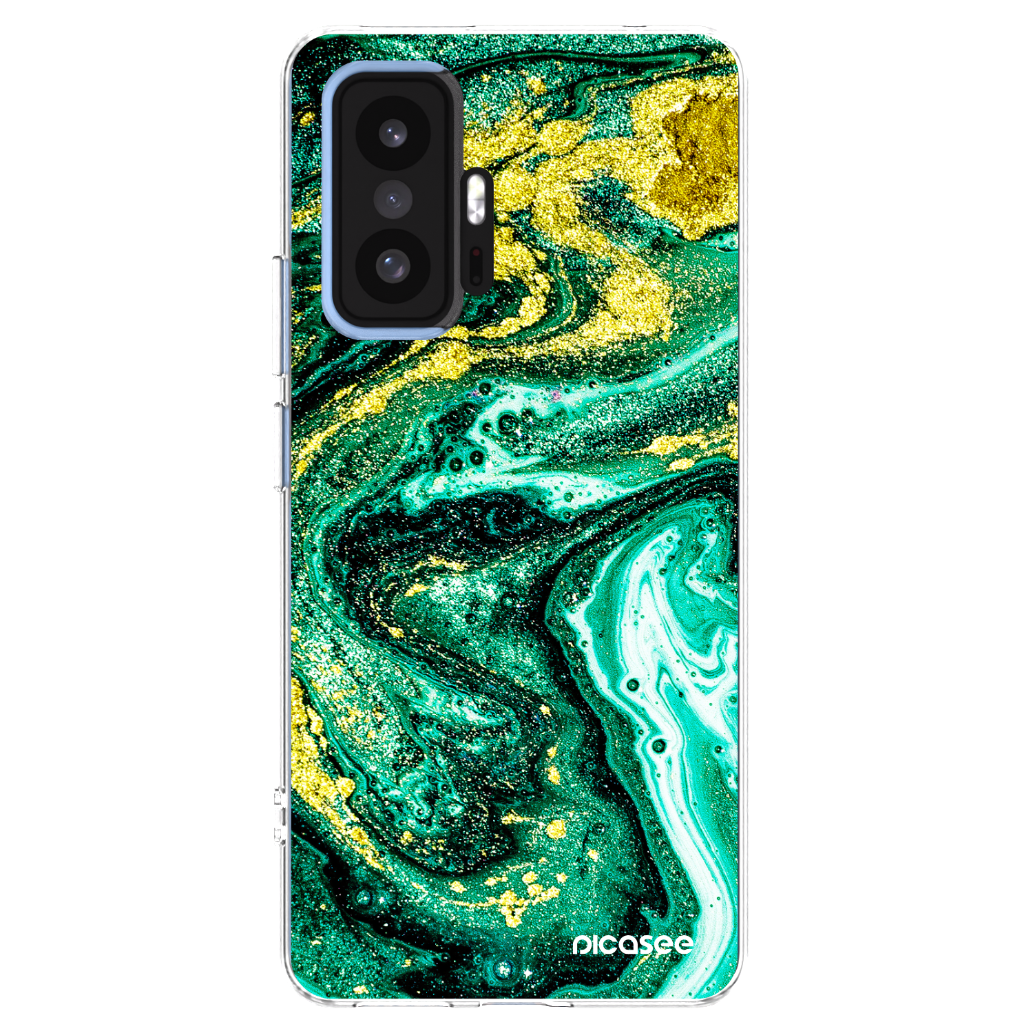 Picasee silikonski prozorni ovitek za Xiaomi 11T Pro - Green Gold