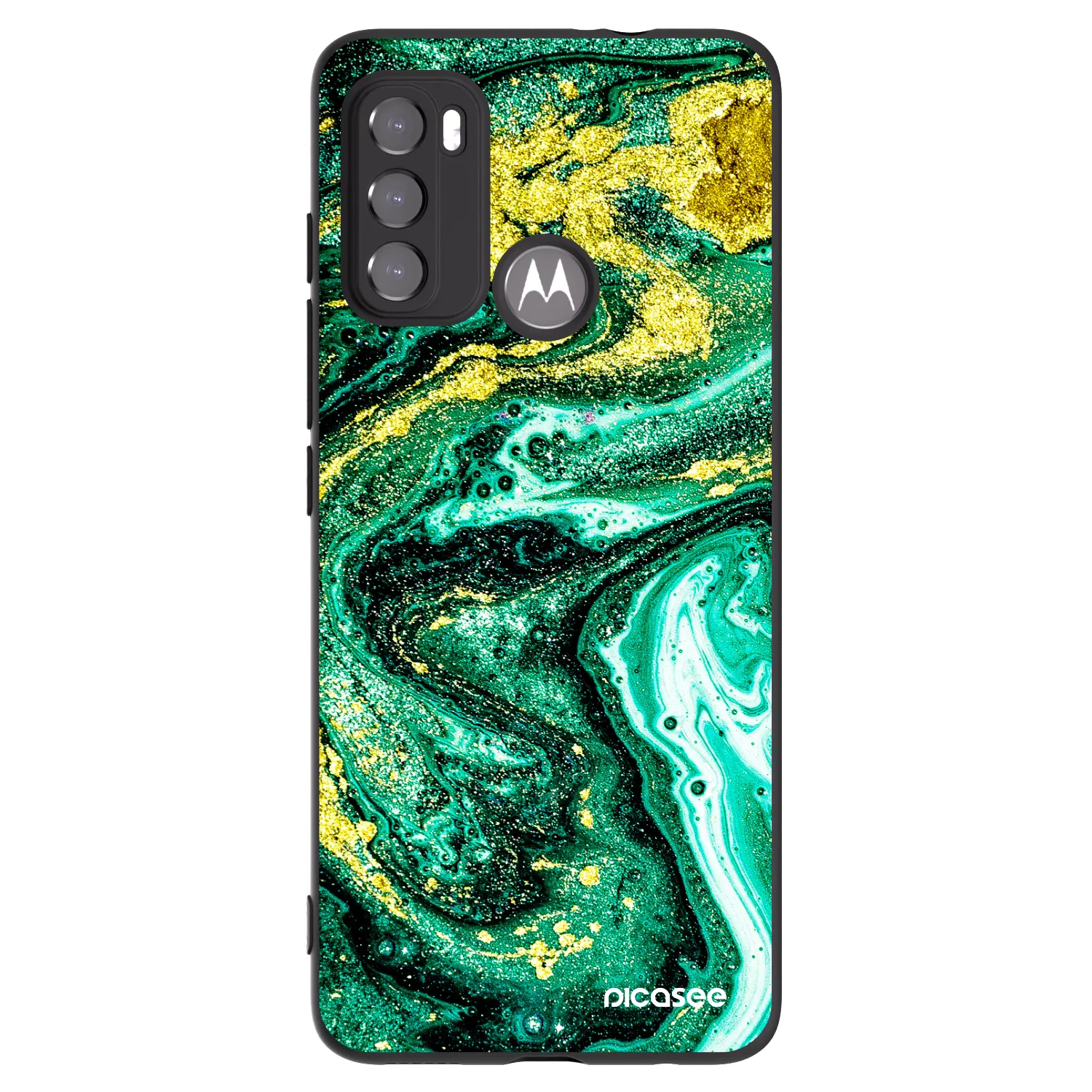 Picasee silikonski črni ovitek za Motorola Moto G60 - Green Gold