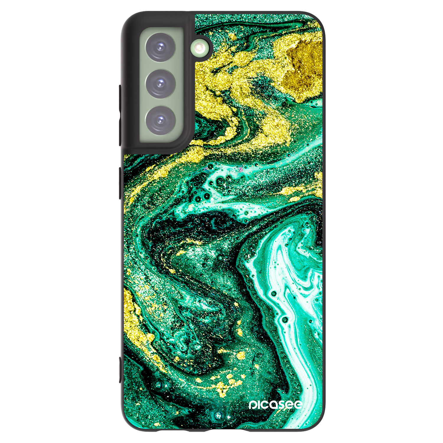 Picasee silikonski črni ovitek za Samsung Galaxy S21 FE 5G - Green Gold