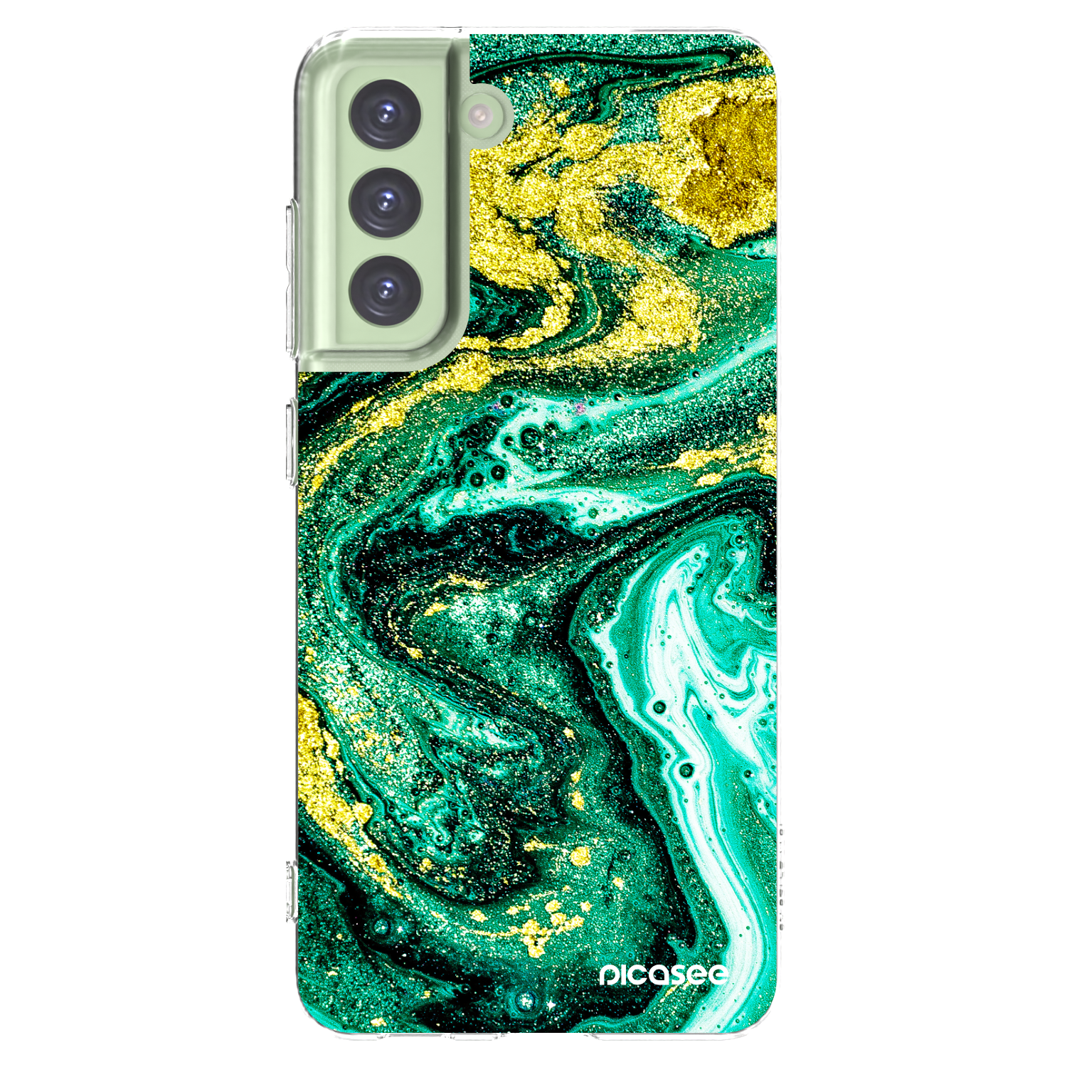 Picasee silikonski prozorni ovitek za Samsung Galaxy S21 FE 5G - Green Gold