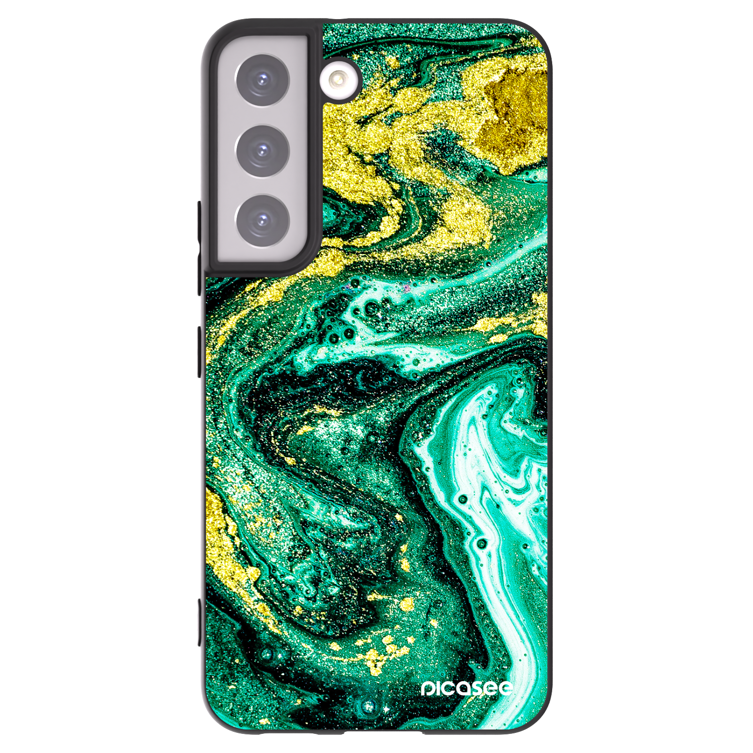 Picasee silikonski črni ovitek za Samsung Galaxy S22 5G - Green Gold