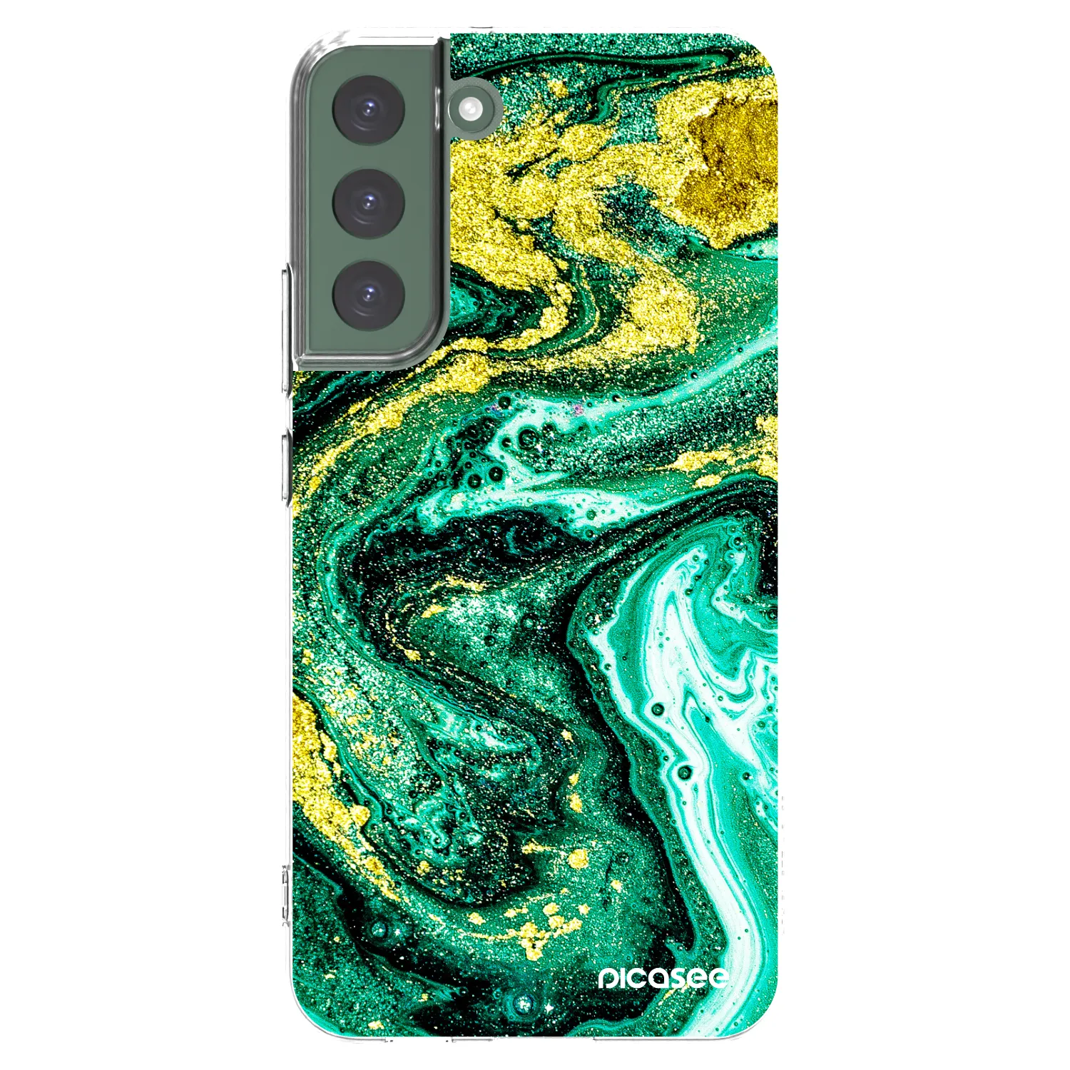 Picasee silikonski prozorni ovitek za Samsung Galaxy S22+ 5G - Green Gold