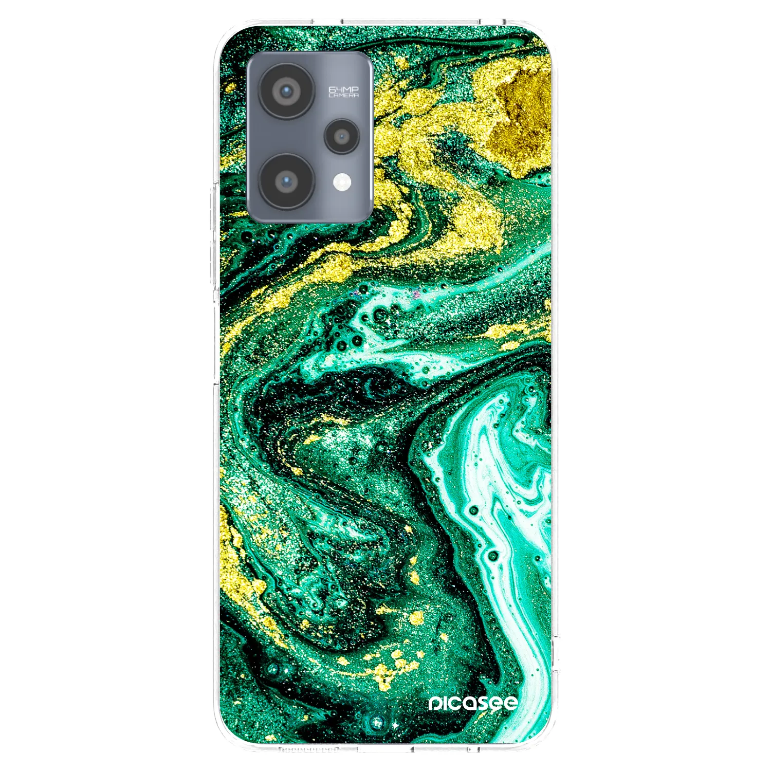 Picasee silikonski prozorni ovitek za Realme 9 Pro 5G - Green Gold