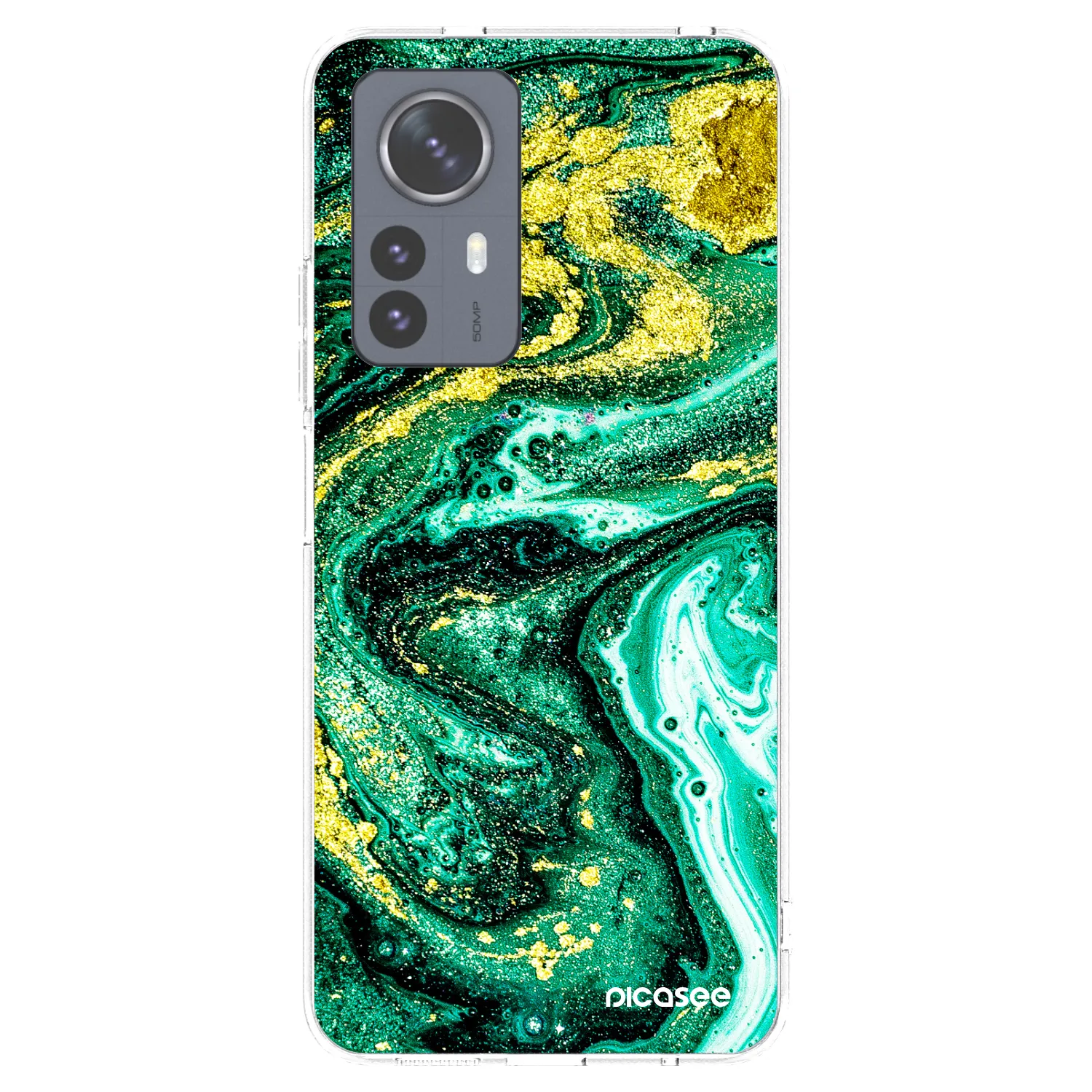 Picasee silikonski prozorni ovitek za Xiaomi 12 Pro - Green Gold