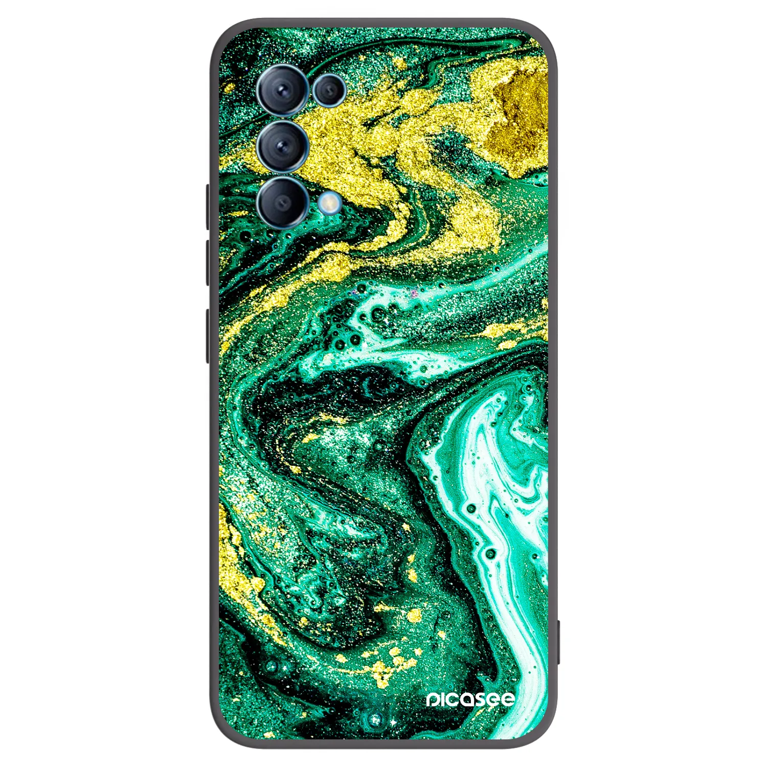 Picasee silikonski črni ovitek za OPPO Reno 5 5G - Green Gold
