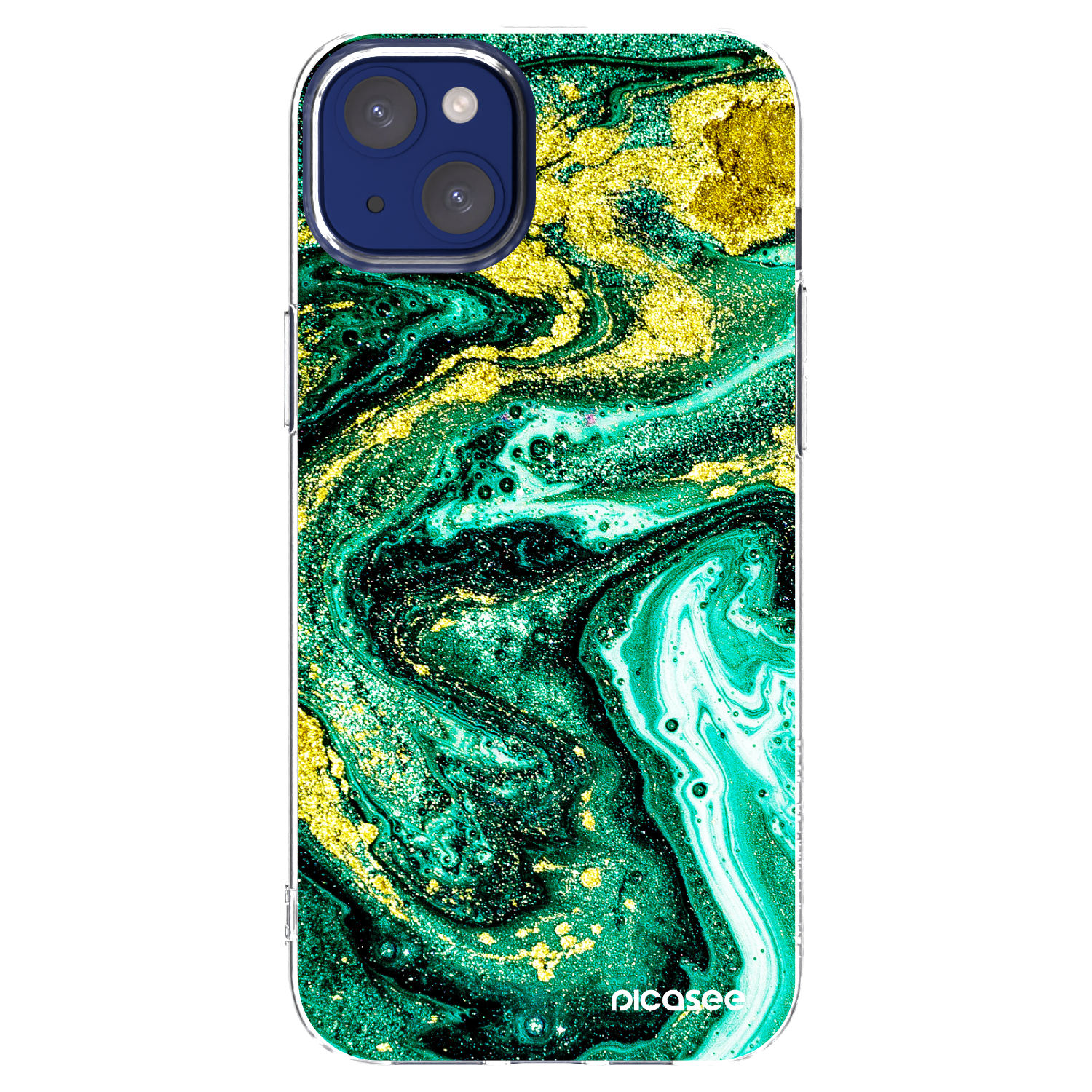 Picasee silikonski prozorni ovitek za Apple iPhone 14 Plus - Green Gold