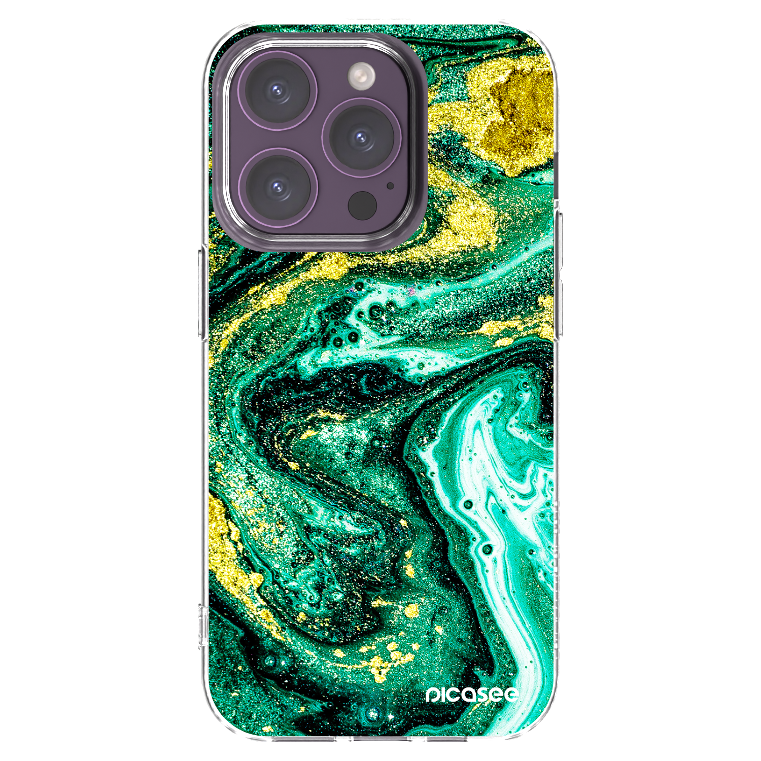 Picasee silikonski prozorni ovitek za Apple iPhone 14 Pro - Green Gold