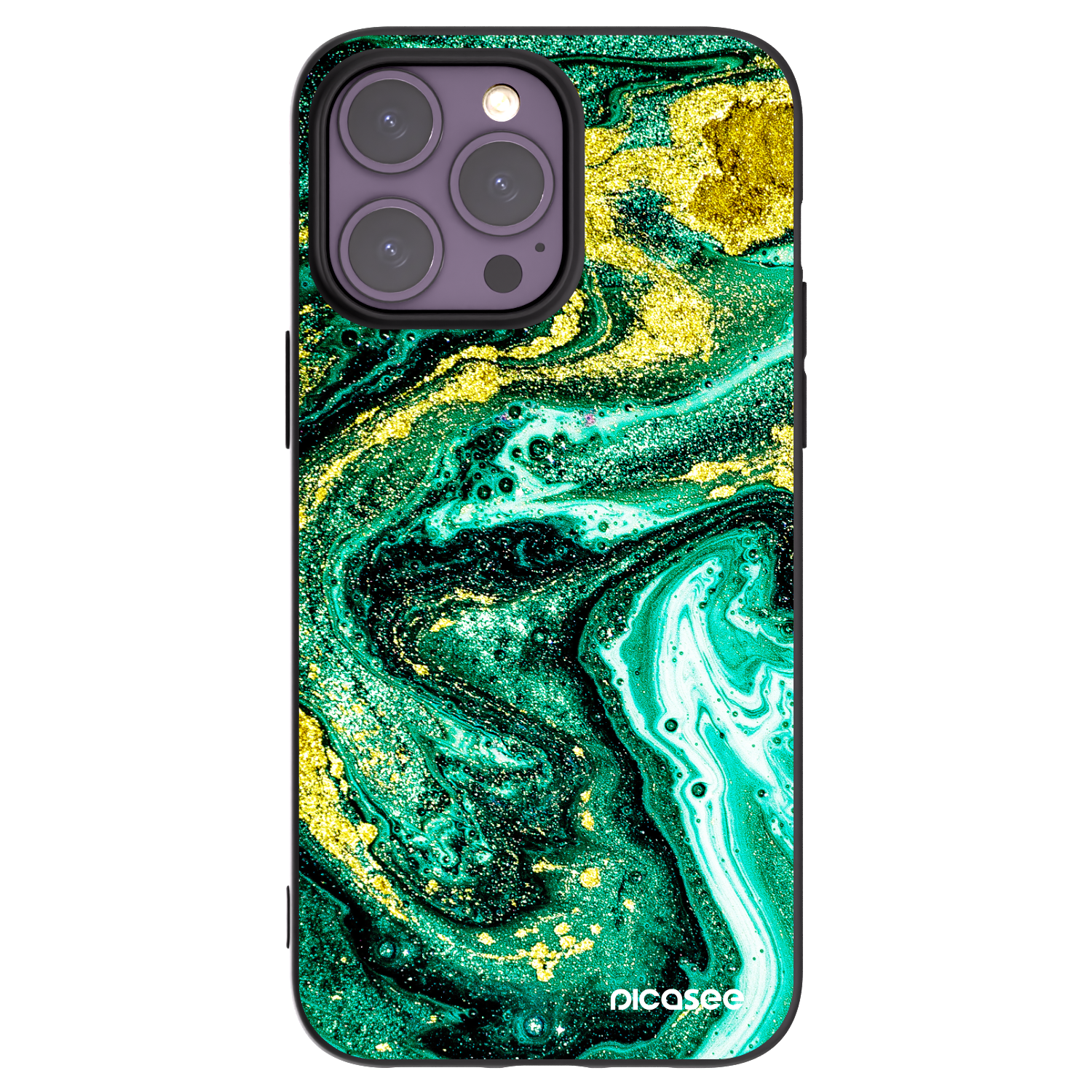Picasee silikonski črni ovitek za Apple iPhone 14 Pro Max - Green Gold