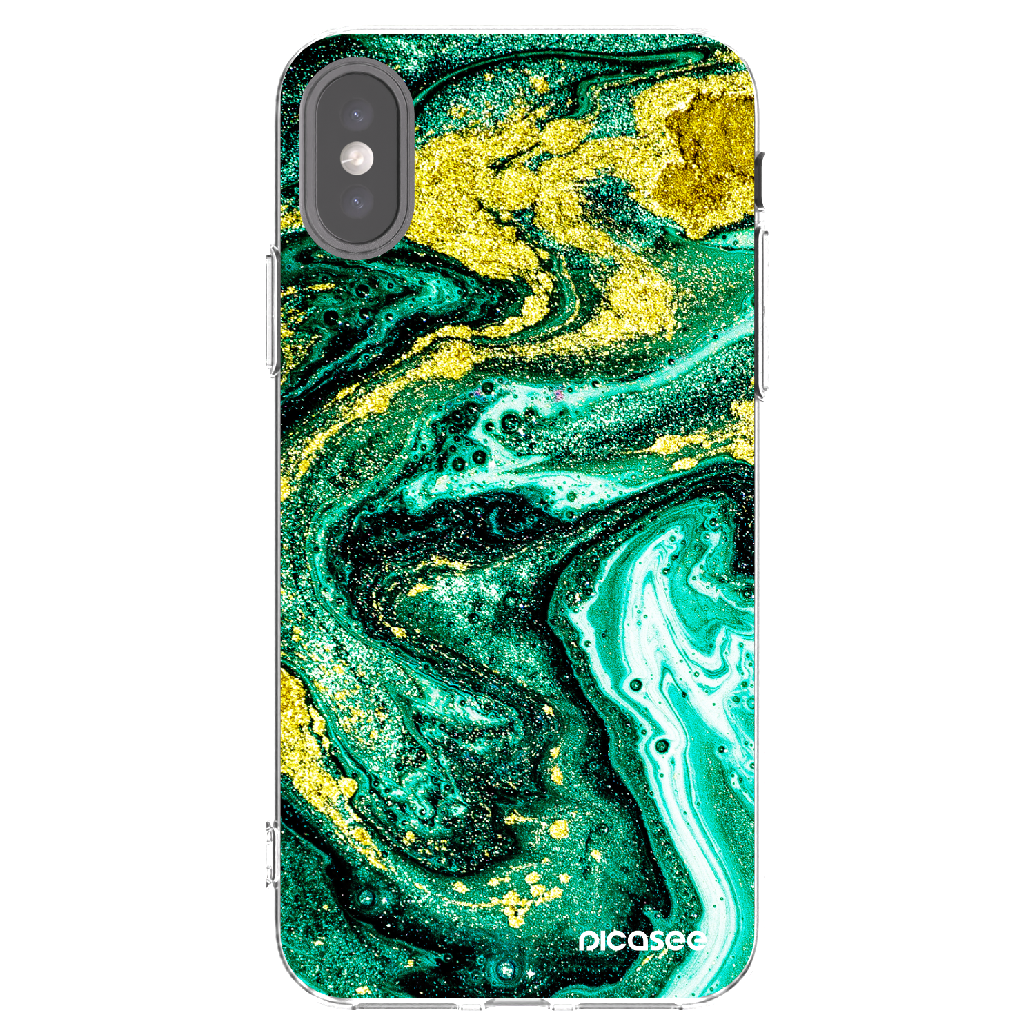Picasee silikonski prozorni ovitek za Apple iPhone X/XS - Green Gold