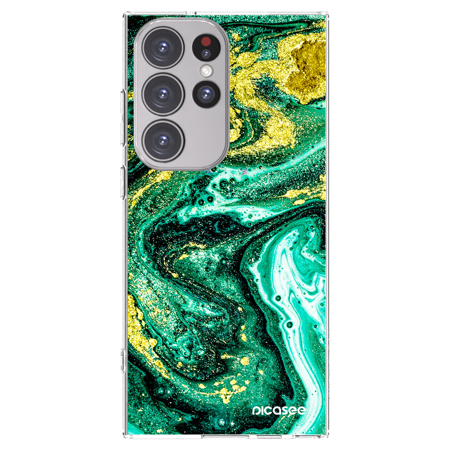 Picasee silikonski prozorni ovitek za Samsung Galaxy S23 Ultra 5G - Green Gold