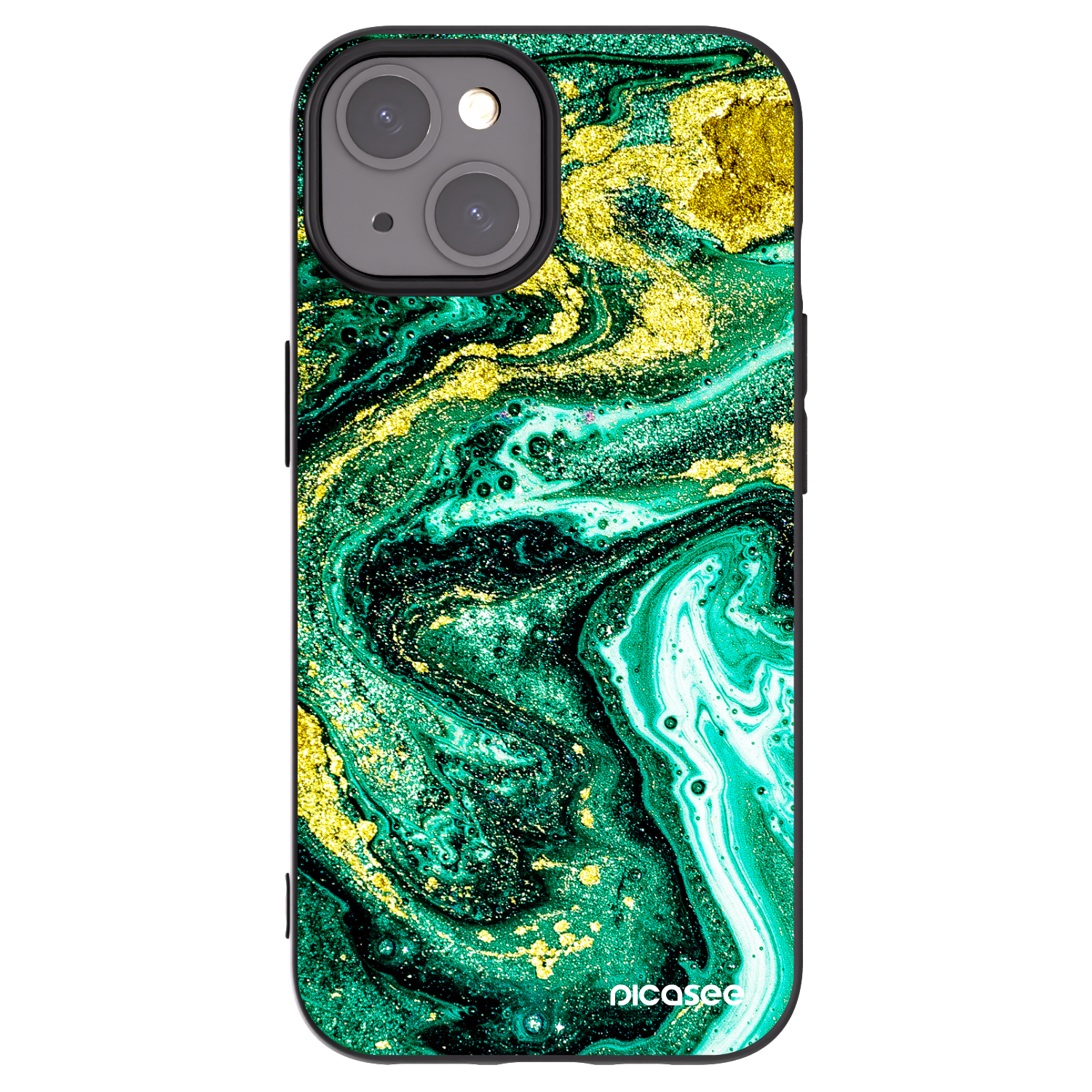 Picasee silikonski črni ovitek za Apple iPhone 15 - Green Gold