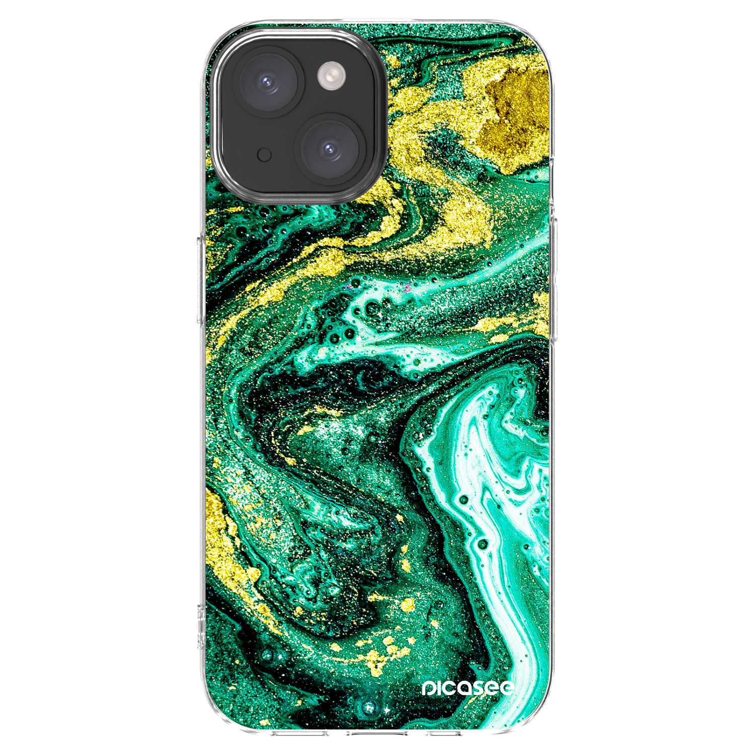 Picasee silikonski prozorni ovitek za Apple iPhone 15 - Green Gold
