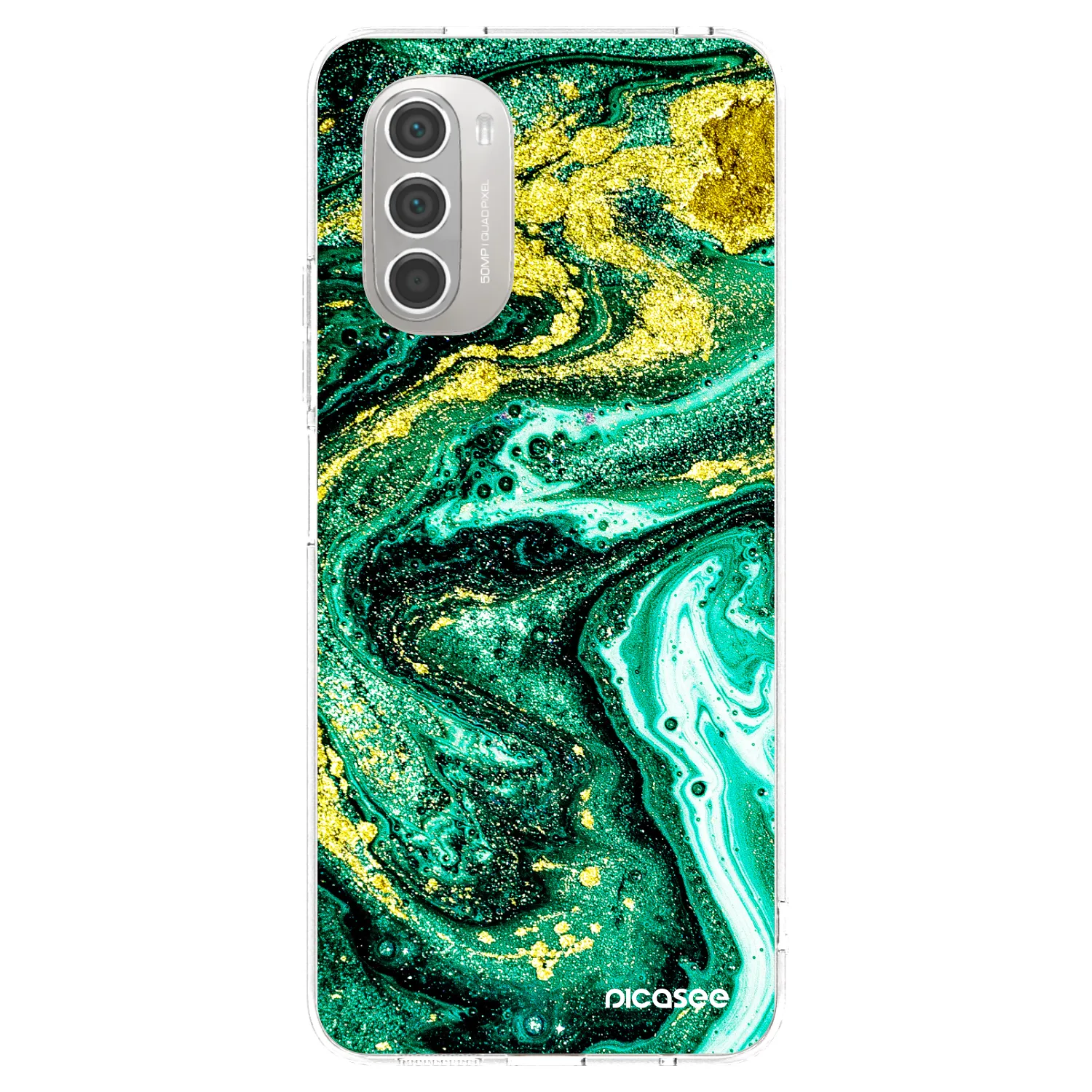 Picasee silikonski prozorni ovitek za Motorola Moto G51 - Green Gold