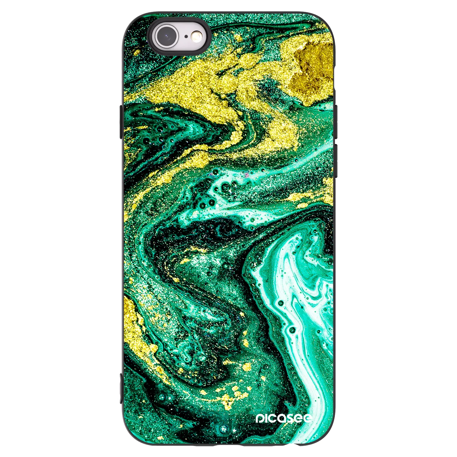 Picasee silikonski črni ovitek za Apple iPhone 6/6S - Green Gold