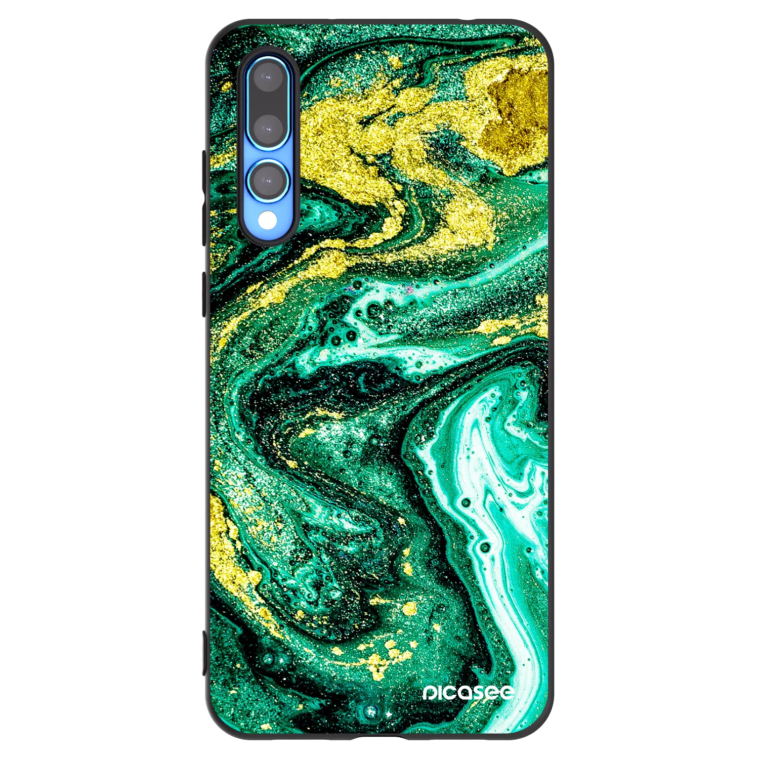 Picasee silikonski črni ovitek za Huawei P20 Pro - Green Gold