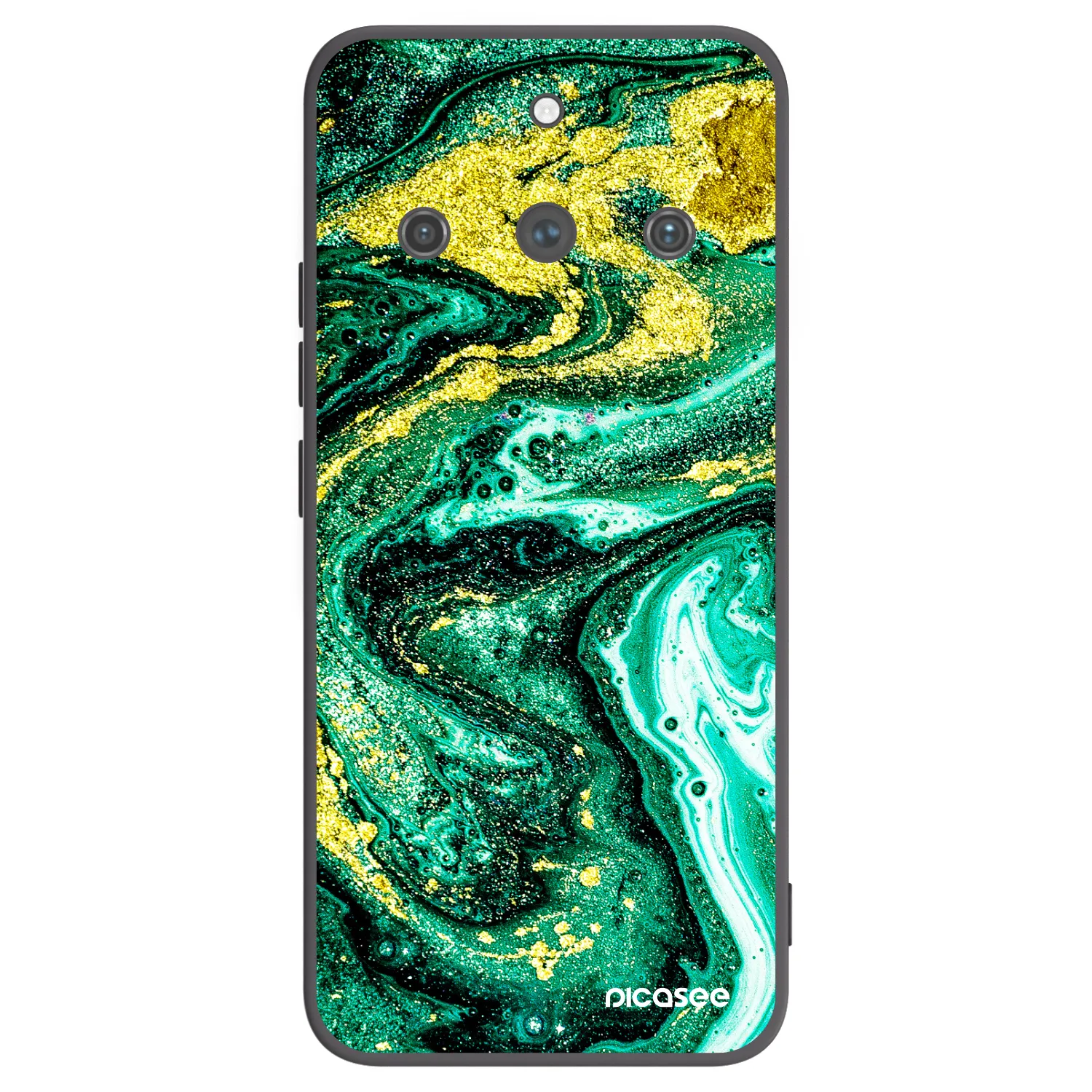 Picasee silikonski črni ovitek za Realme 11 Pro+ - Green Gold