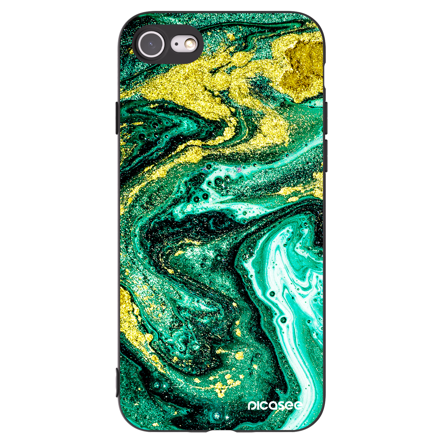 Picasee silikonski črni ovitek za Apple iPhone 8 - Green Gold