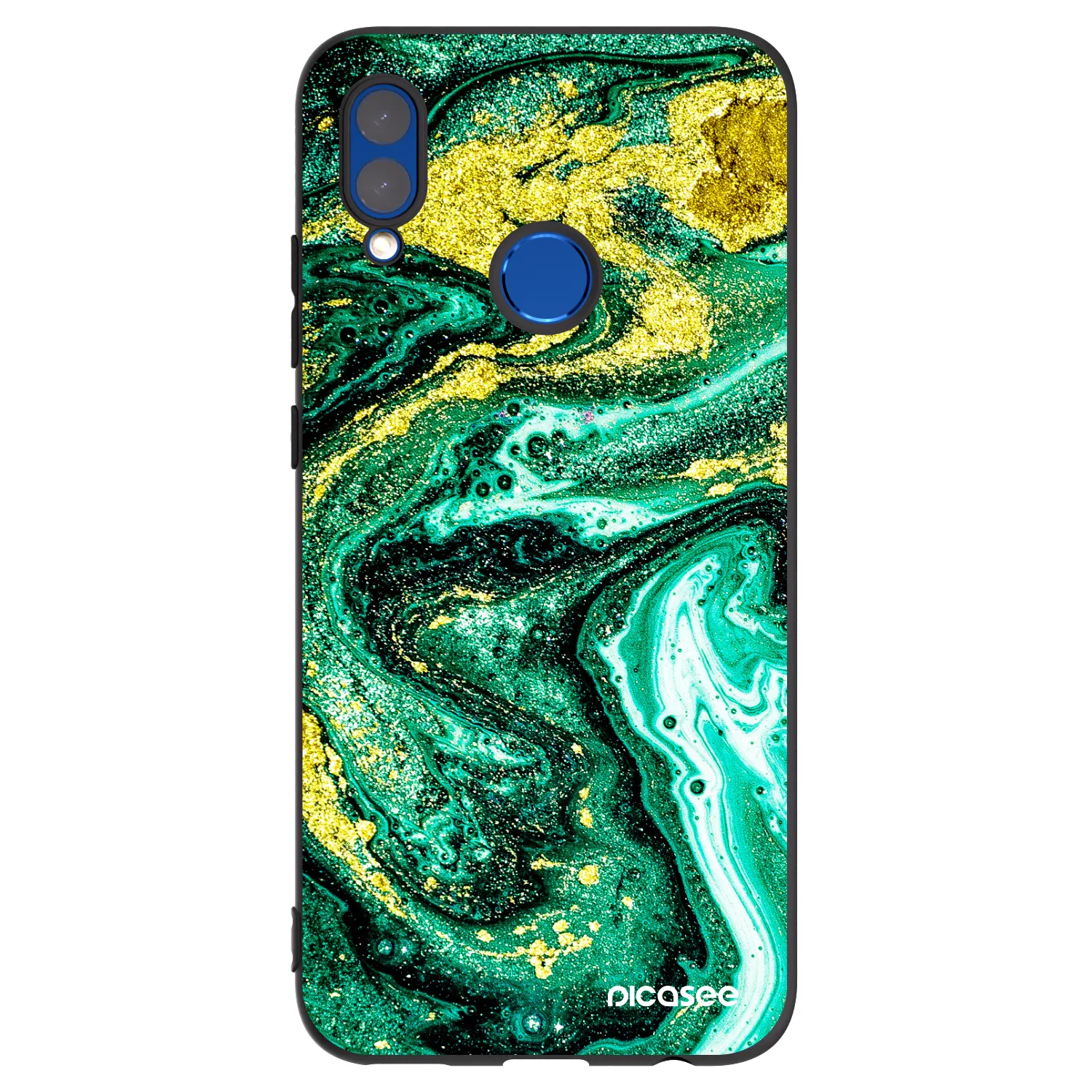 Picasee silikonski črni ovitek za Honor 10 Lite - Green Gold