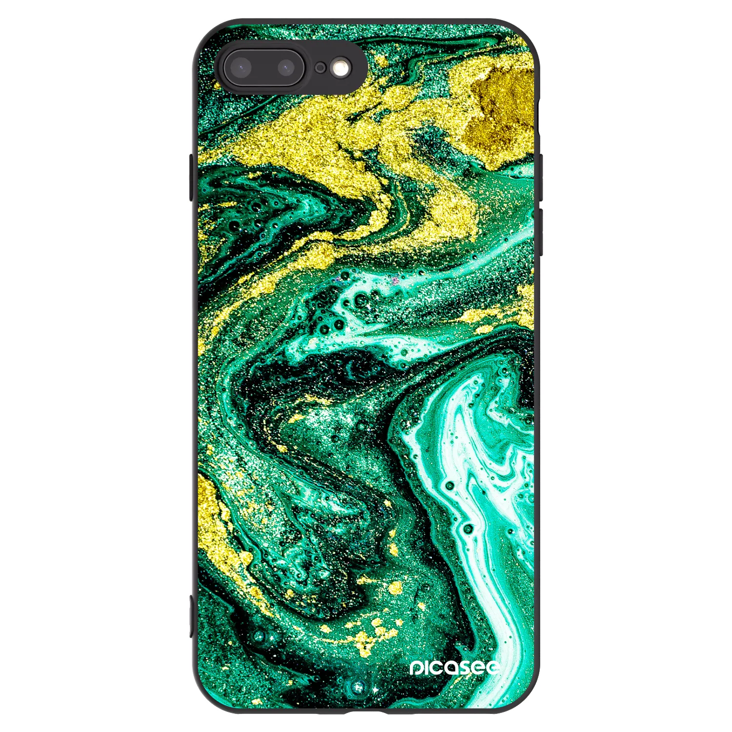 Picasee silikonski črni ovitek za Apple iPhone 7 Plus - Green Gold