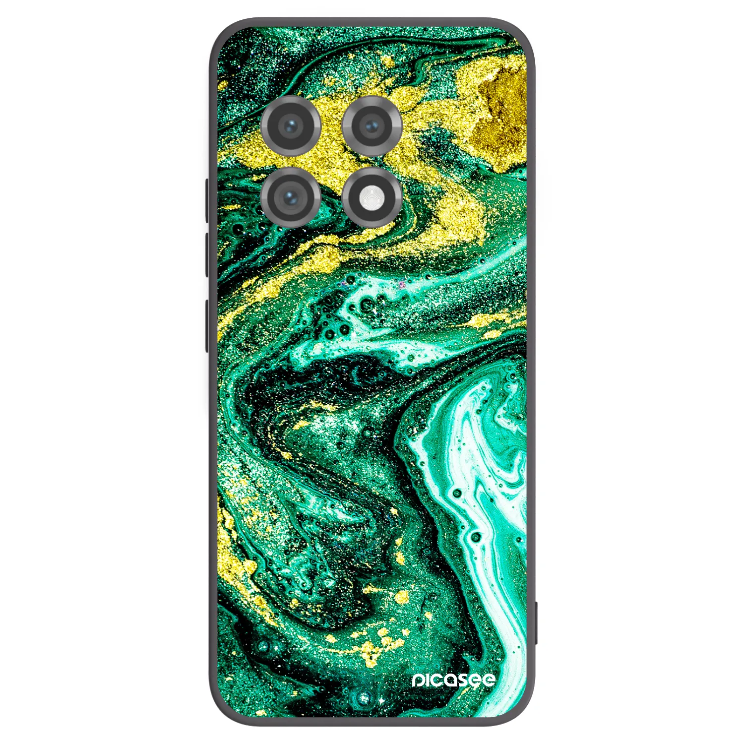 Picasee silikonski črni ovitek za OnePlus 11 5G - Green Gold
