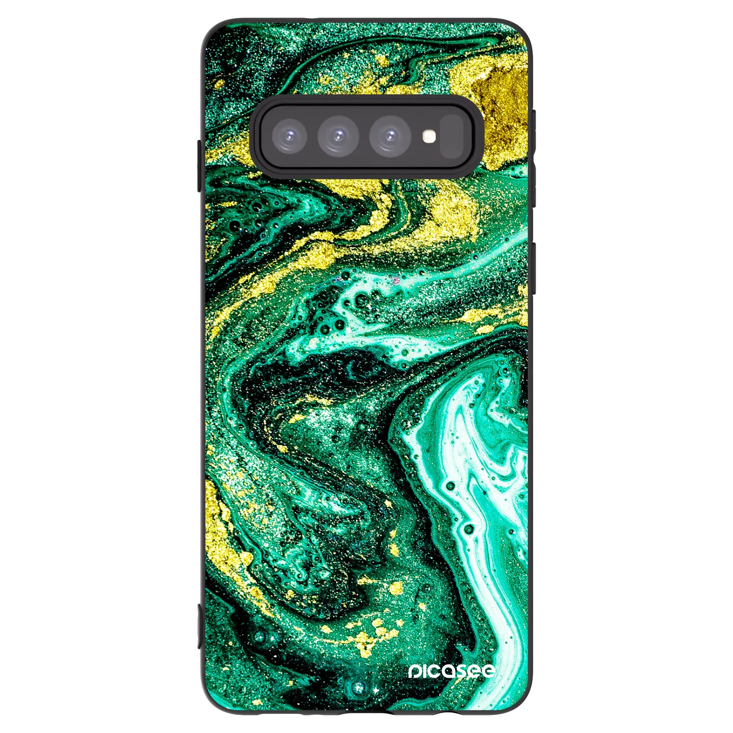 Picasee silikonski črni ovitek za Samsung Galaxy S10 G973 - Green Gold