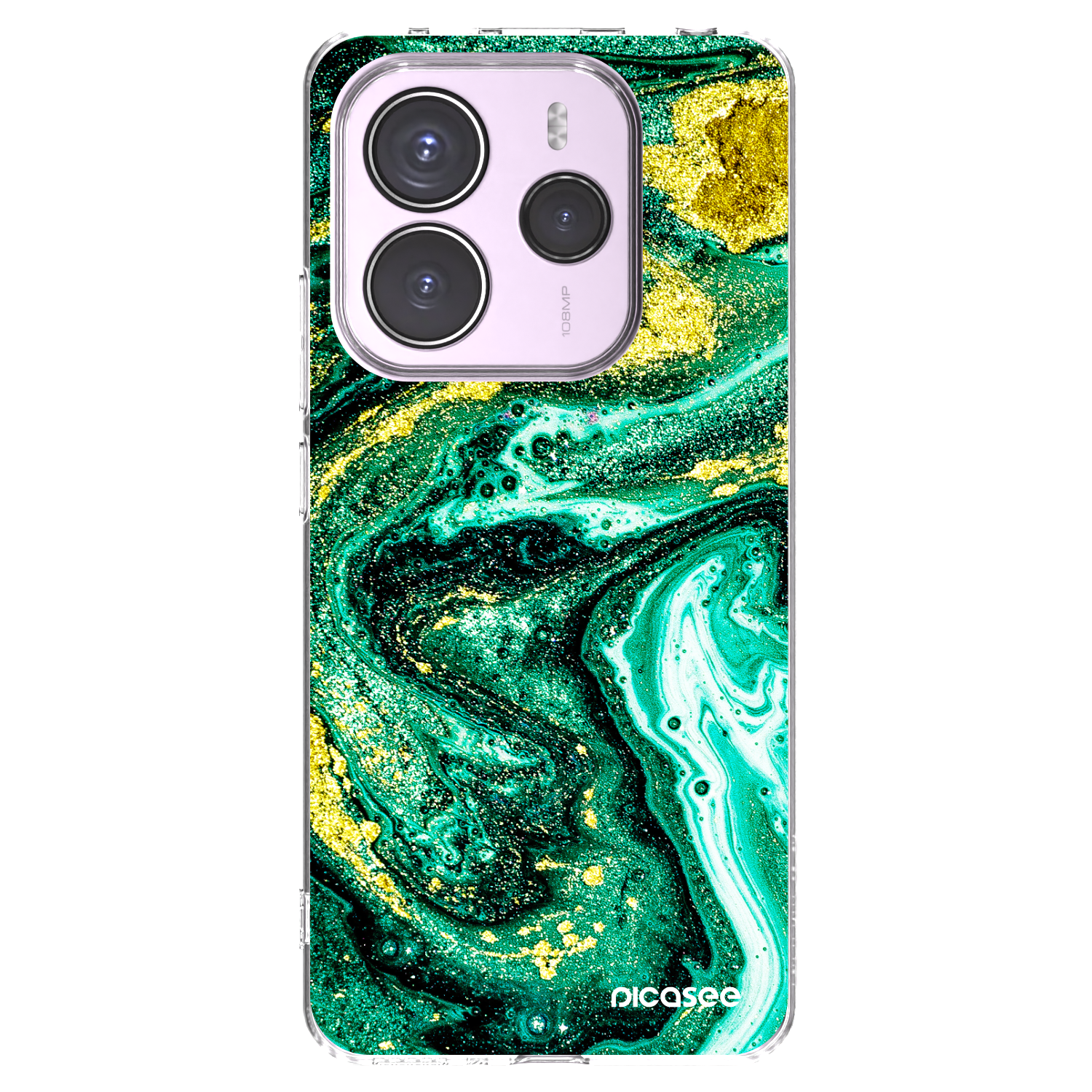 Picasee silikonski prozorni ovitek za Xiaomi Redmi Note 14 5G - Green Gold