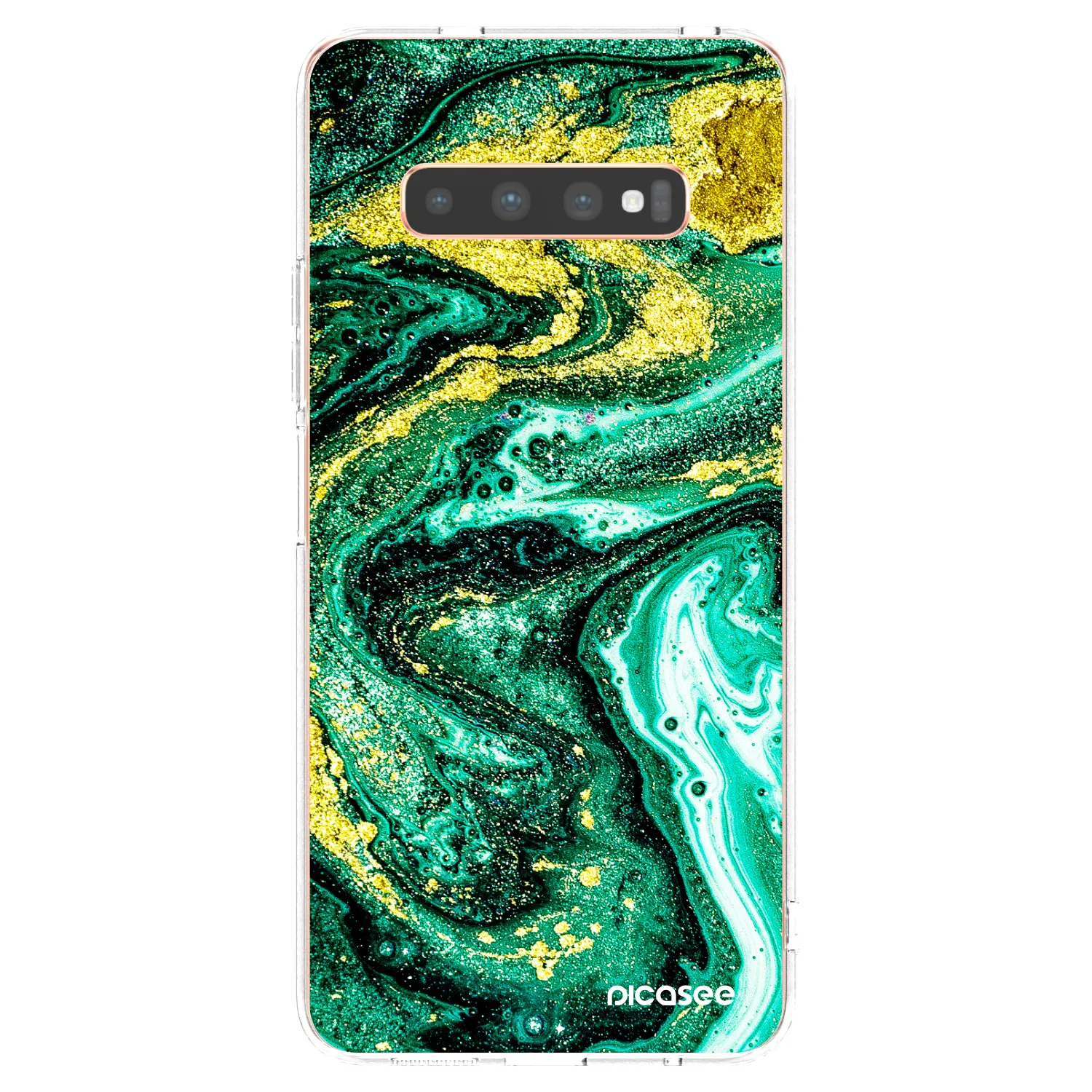 Picasee silikonski prozorni ovitek za Samsung Galaxy S10 Plus G975 - Green Gold
