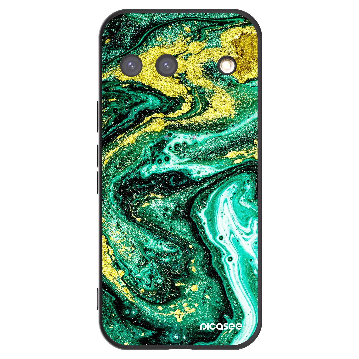 Picasee silikonski črni ovitek za Google Pixel 9 - Green Gold