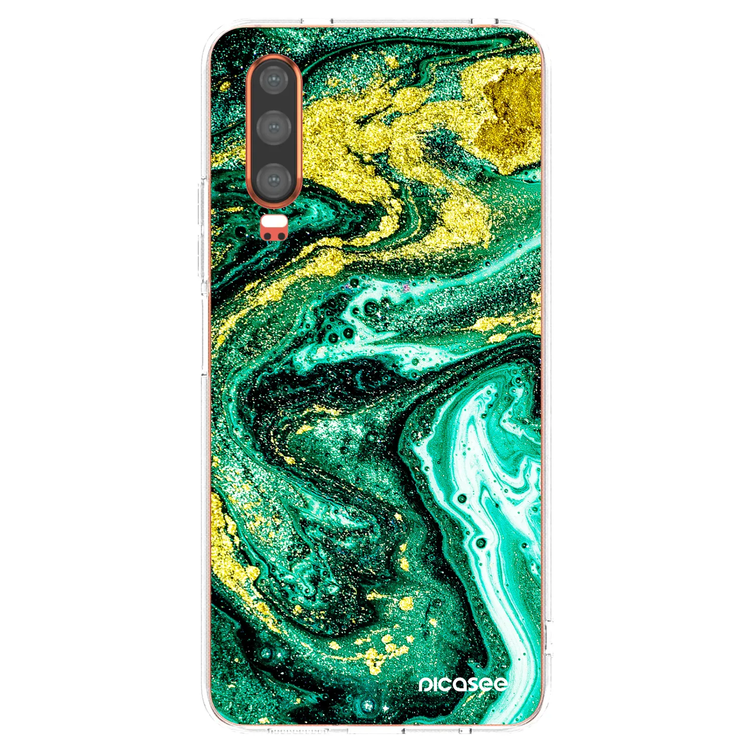 Picasee silikonski prozorni ovitek za Huawei P30 - Green Gold