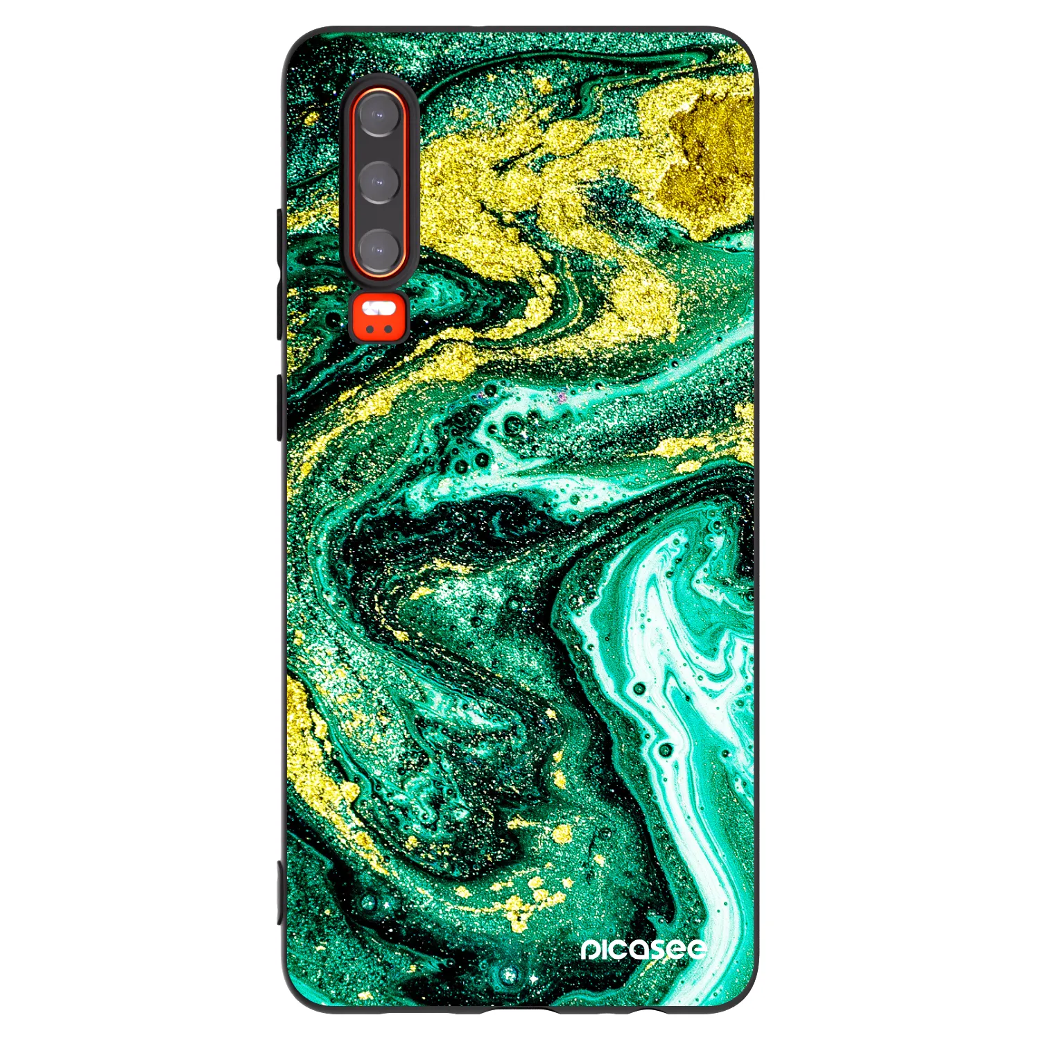 Picasee silikonski črni ovitek za Huawei P30 - Green Gold
