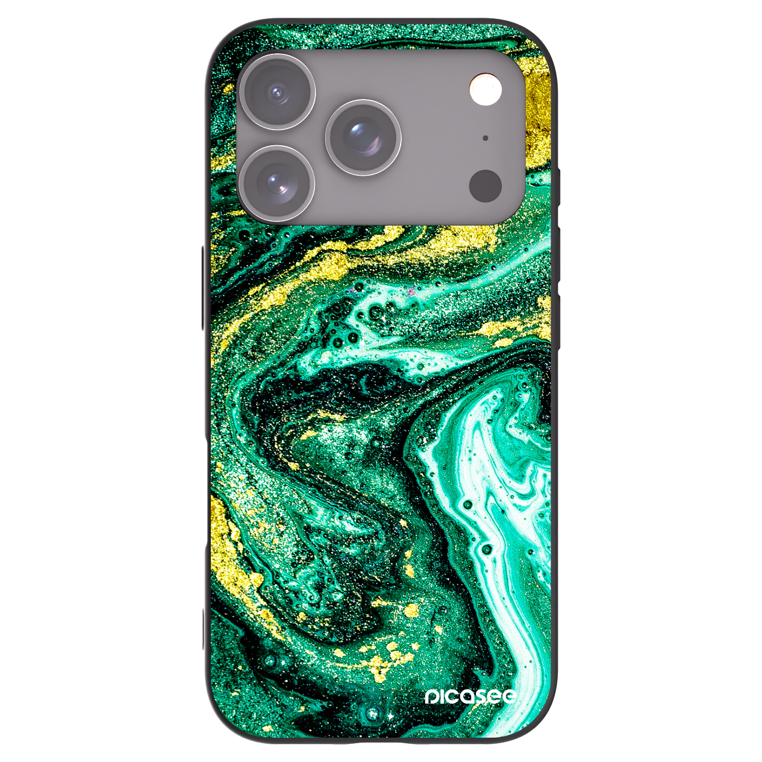 Picasee silikonski črni ovitek za Apple iPhone 17 Pro - Green Gold