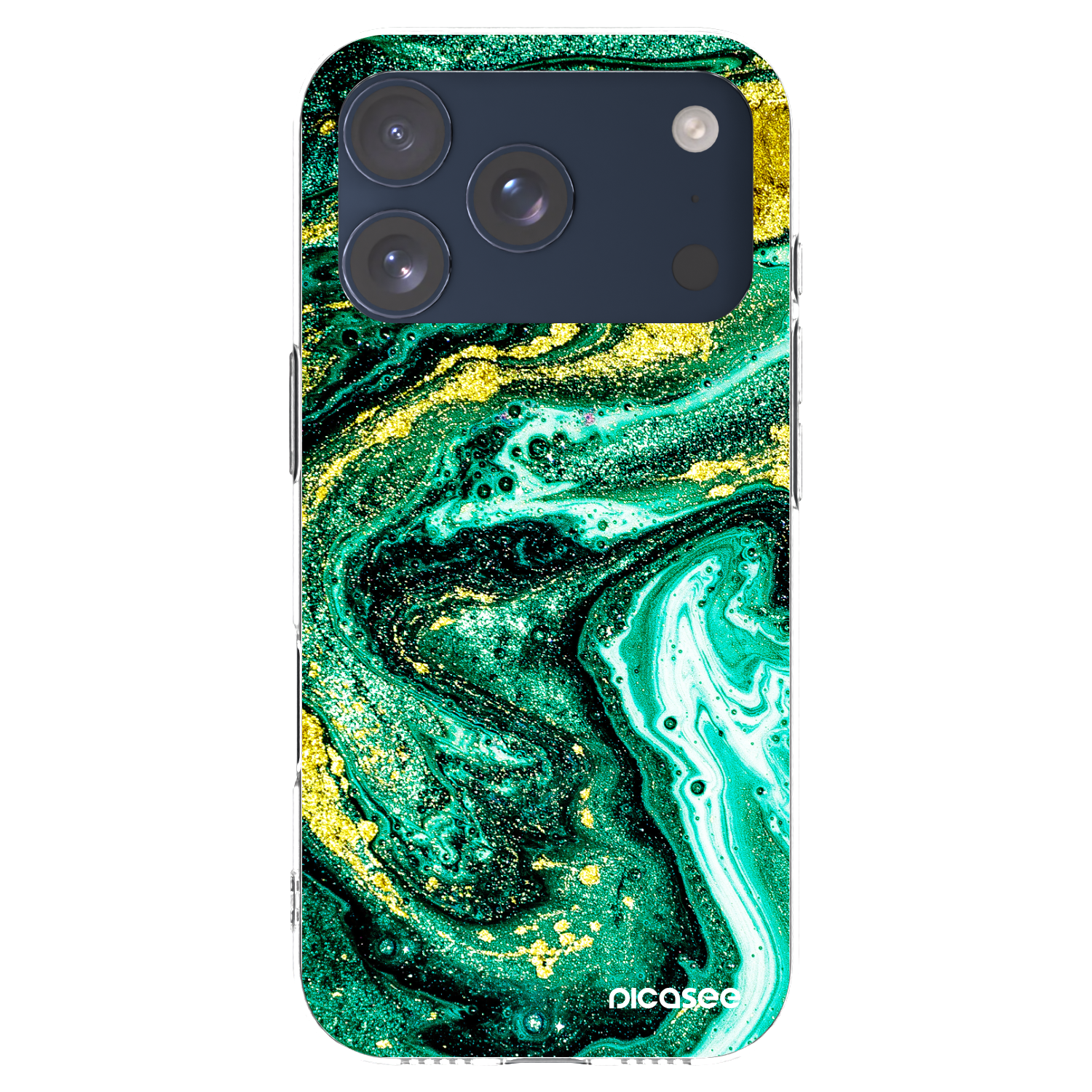 Picasee silikonski prozorni ovitek za Apple iPhone 17 Pro - Green Gold