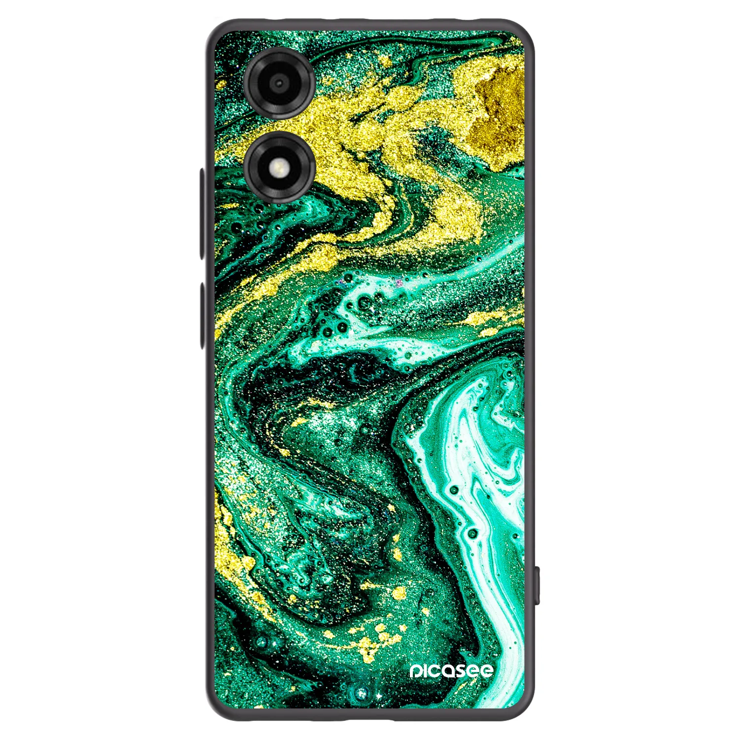 Picasee silikonski črni ovitek za Motorola Moto E14 - Green Gold
