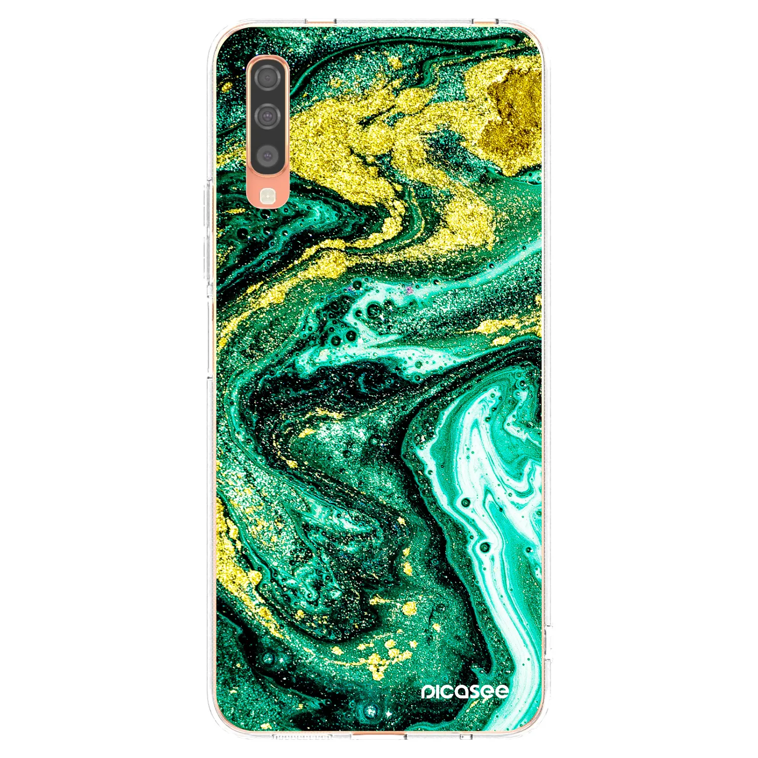Picasee silikonski prozorni ovitek za Samsung Galaxy A70 A705F - Green Gold
