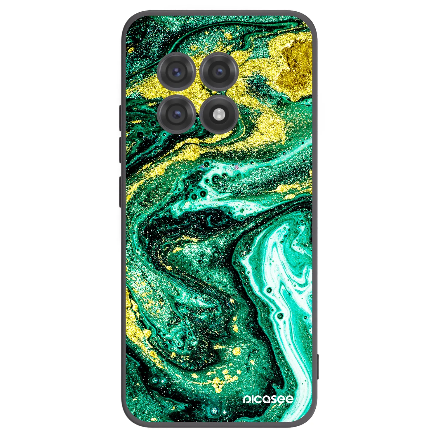 Picasee silikonski črni ovitek za OnePlus 13R 5G - Green Gold