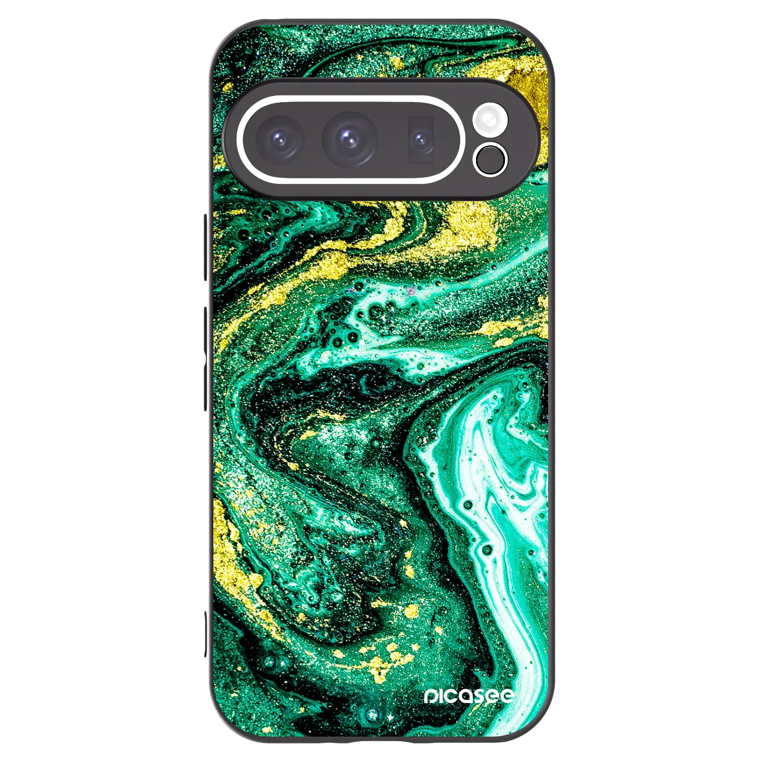 Picasee silikonski črni ovitek za Google Pixel 9 Pro XL - Green Gold