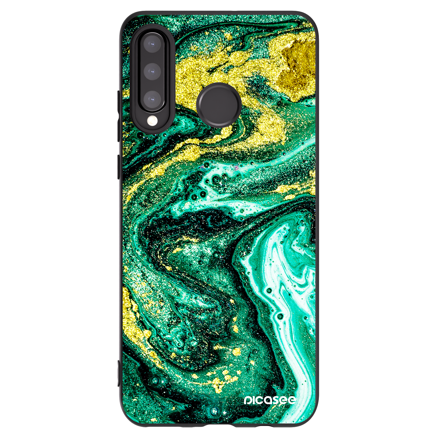 Picasee silikonski črni ovitek za Huawei P30 Lite - Green Gold