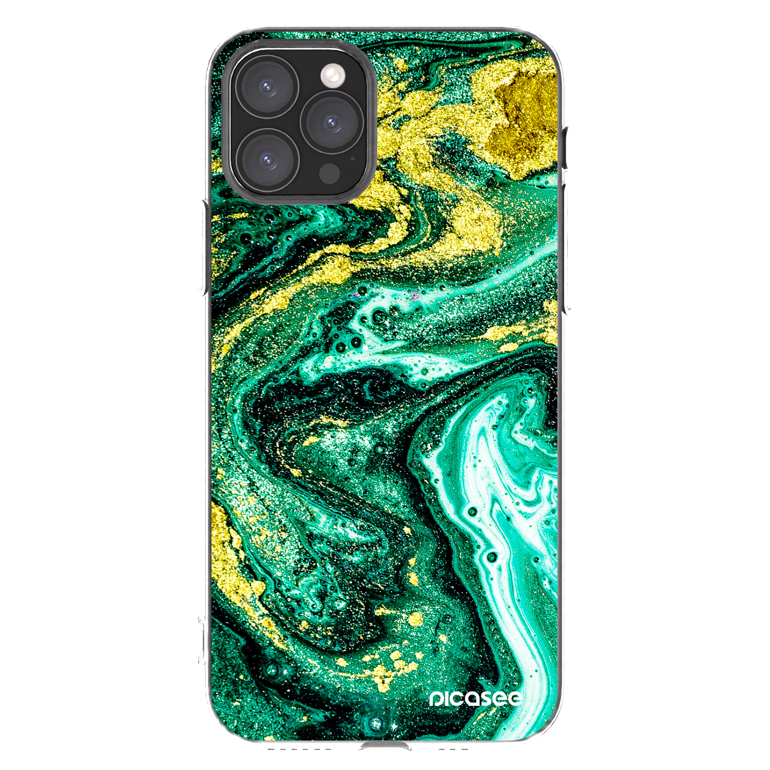 Picasee silikonski prozorni ovitek za Apple iPhone 11 Pro - Green Gold