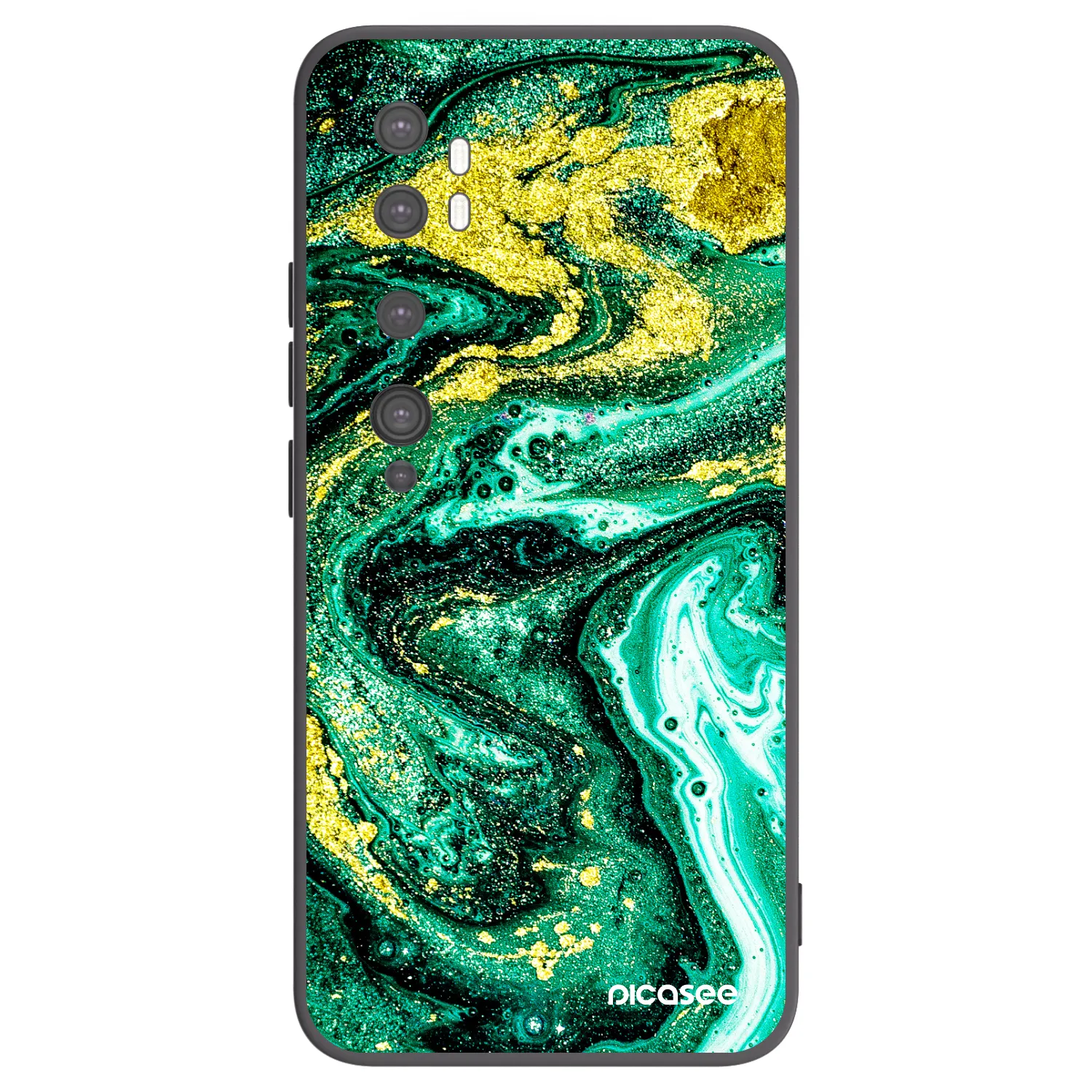 Picasee silikonski črni ovitek za Xiaomi Mi Note 10 (Pro) - Green Gold