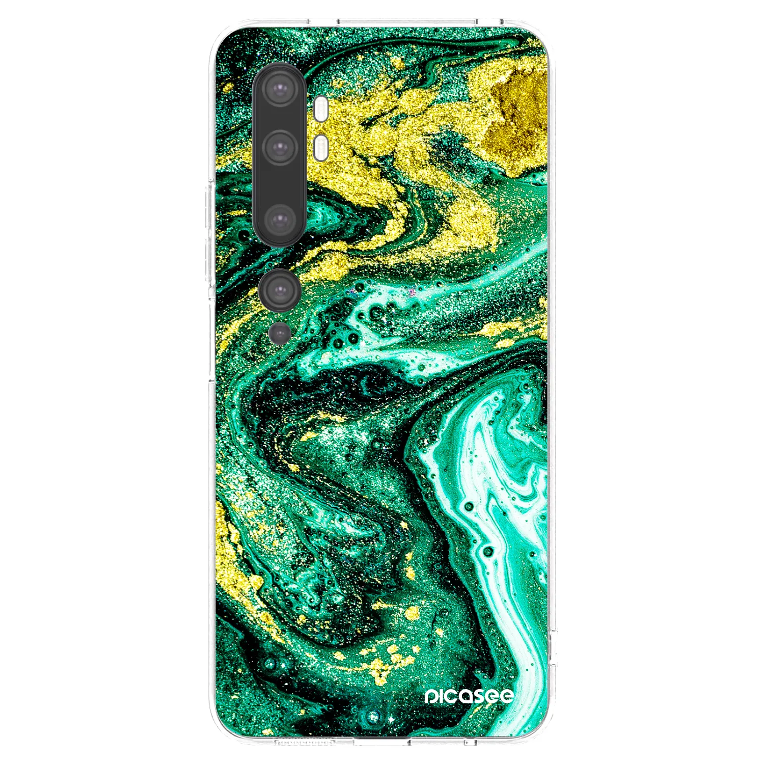 Picasee silikonski prozorni ovitek za Xiaomi Mi Note 10 (Pro) - Green Gold