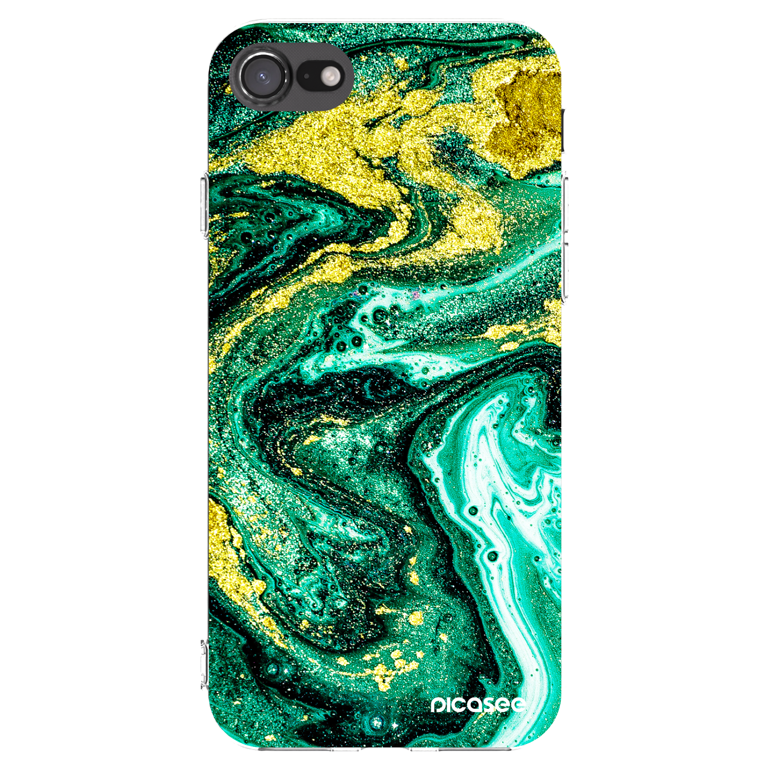 Picasee silikonski prozorni ovitek za Apple iPhone SE 2020 - Green Gold